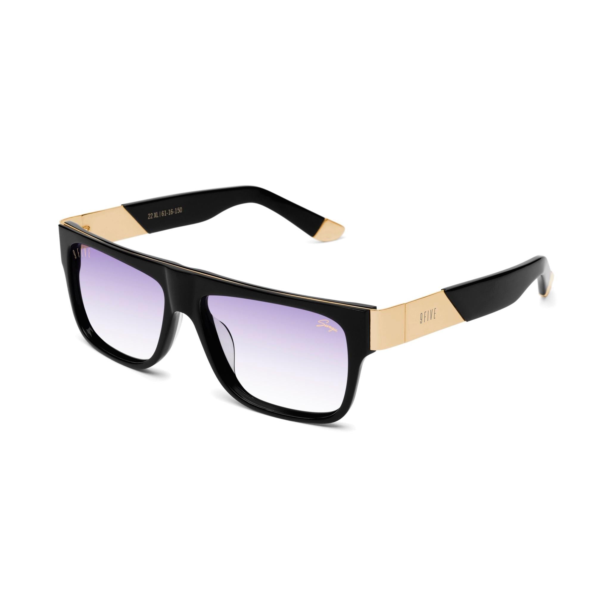 9FIVE x Swagu 22 XL Black & 24K Gold - Purple Hue Sunglasses