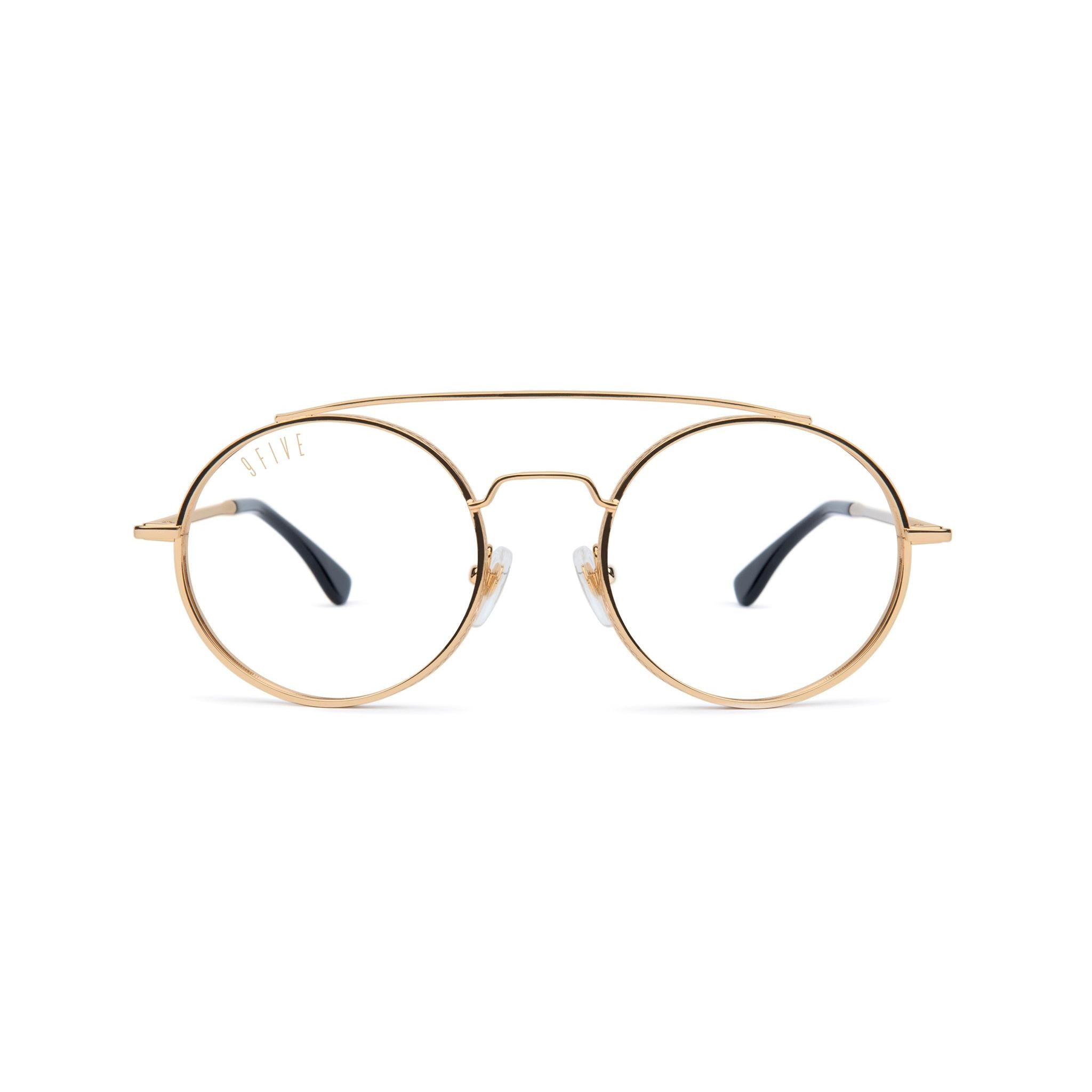 9FIVE 50-50 24K Gold Clear Lens Glasses Rx