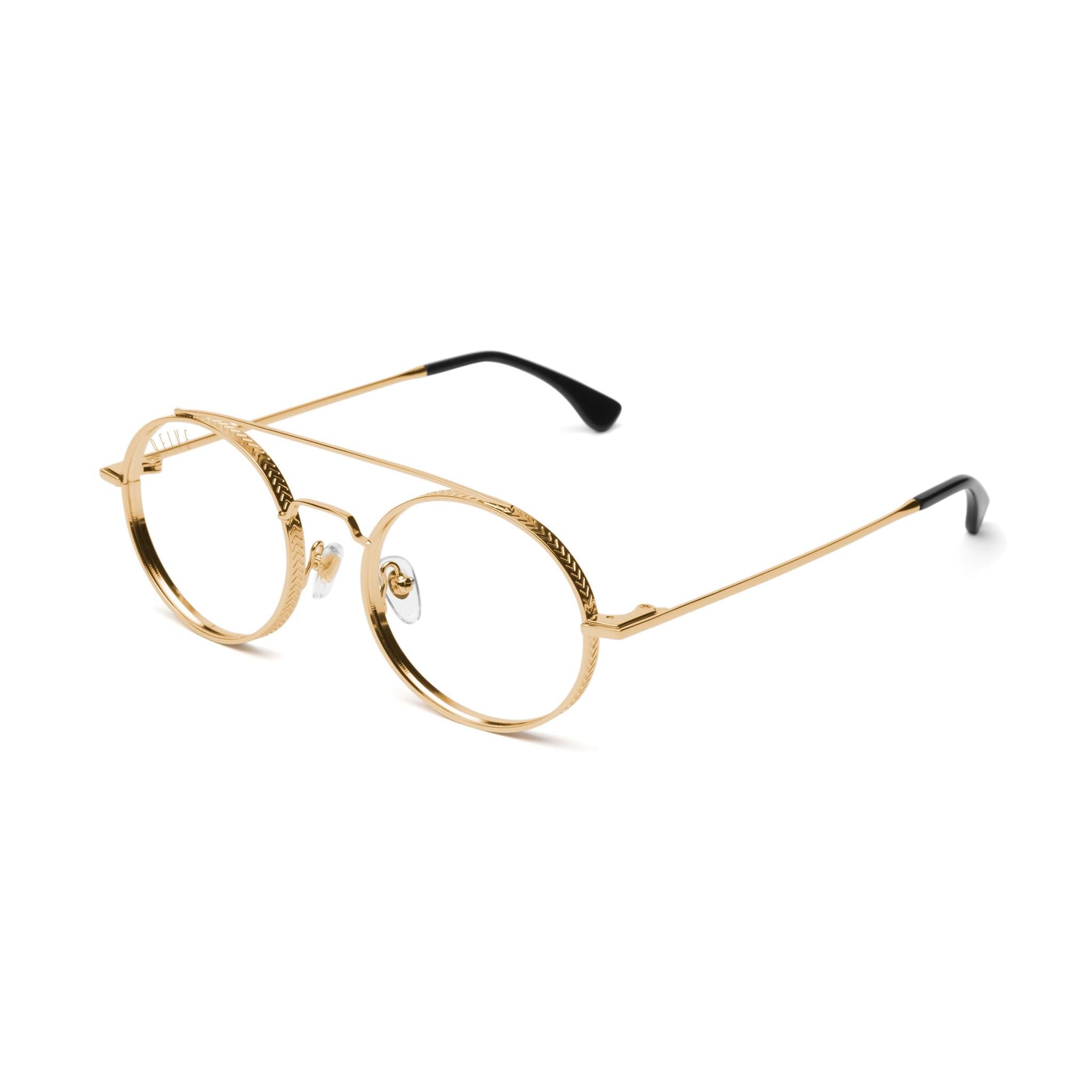 9FIVE 50-50 24K Gold Clear Lens Glasses