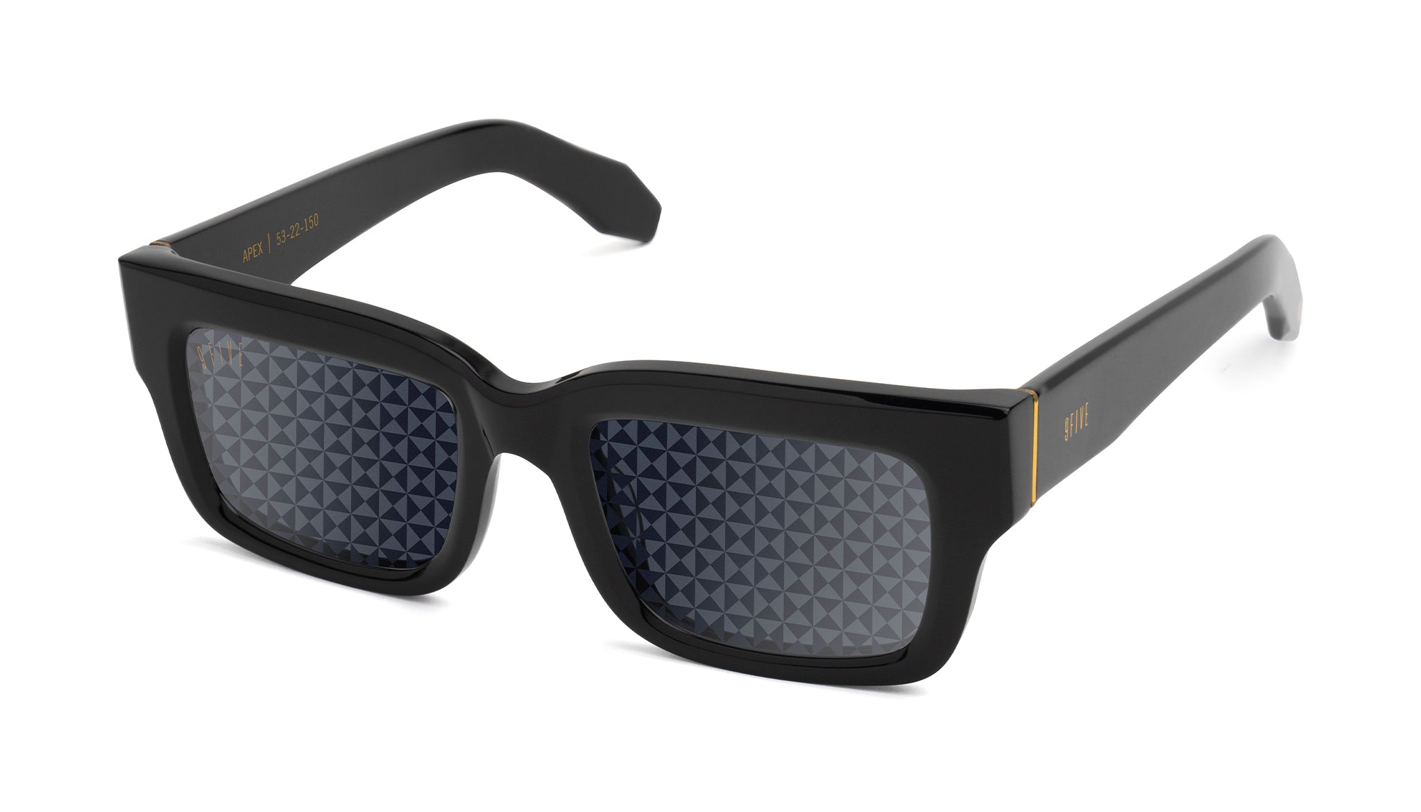 9FIVE Apex Black & 24K Gold - Reflective Diamond Sunglasses