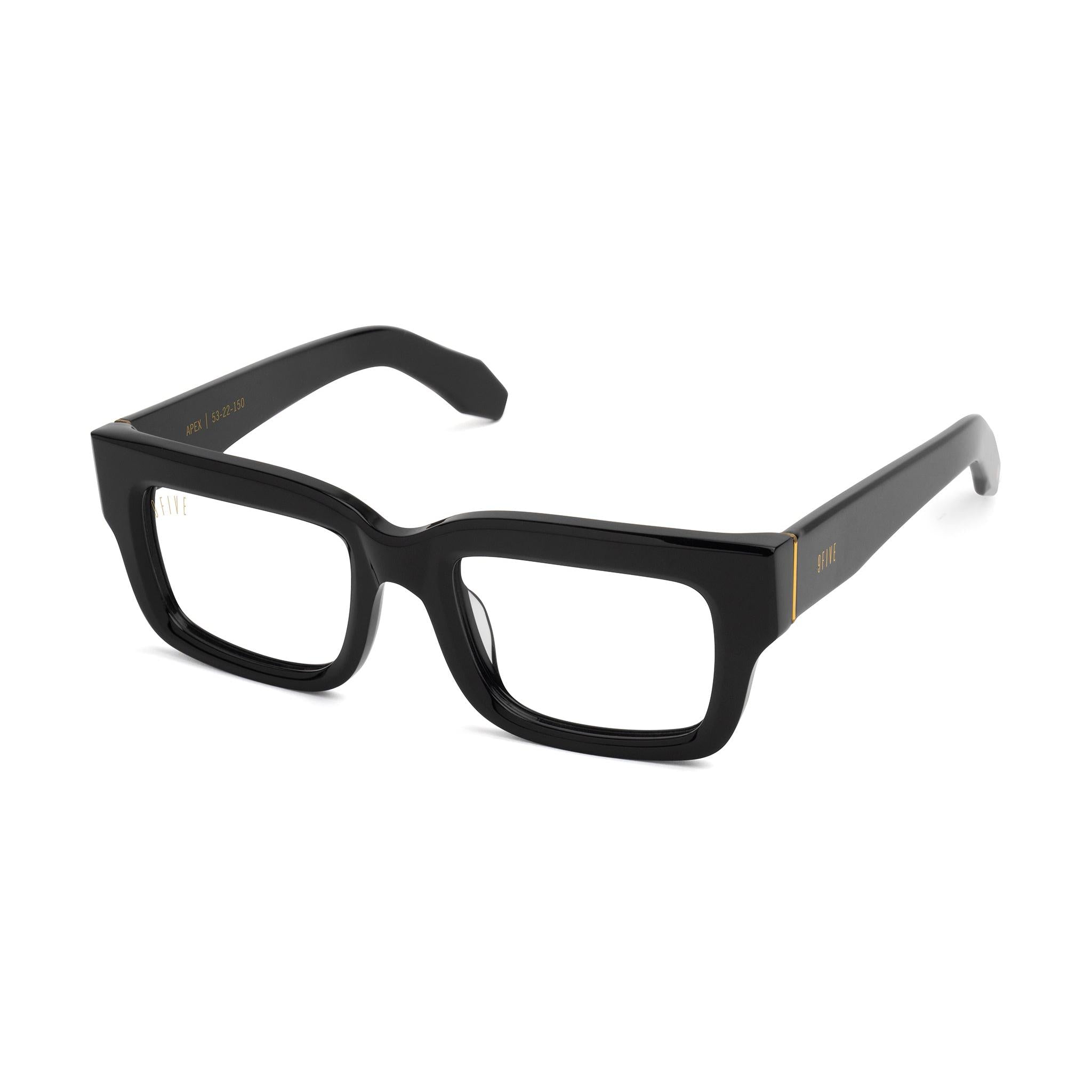 9FIVE Apex Black & 24K Gold Clear Lens Glasses Rx