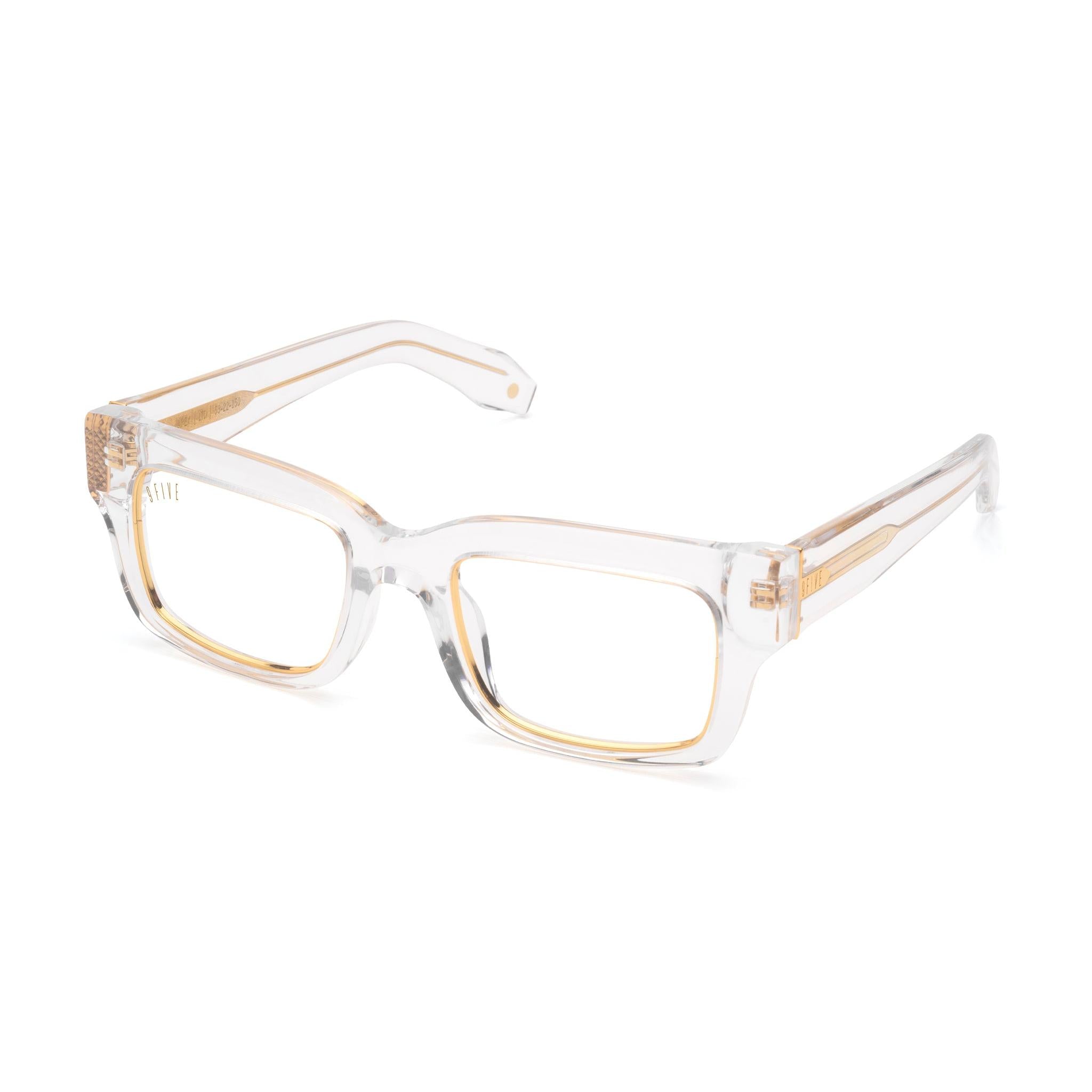 9FIVE Apex Crystal & 24K Gold Clear Lens Glasses
