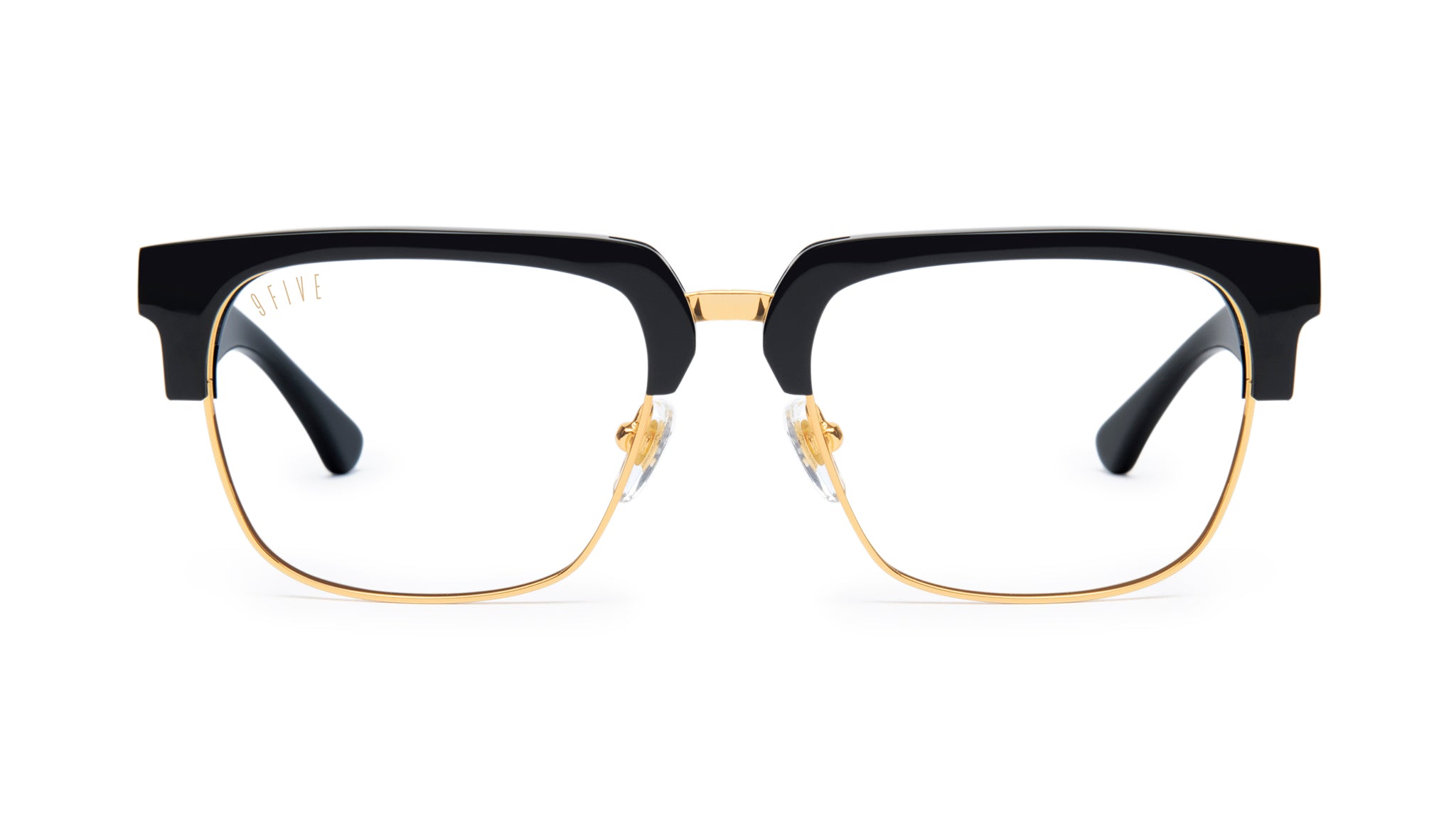 9FIVE Belmont Black & 24K Gold Clear Lens Glasses Rx