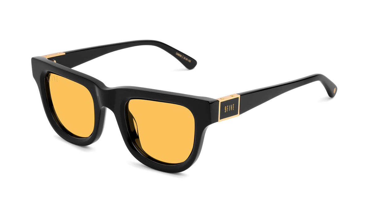 9Five Apex Black & 24K Gold Sunglasses Yellow