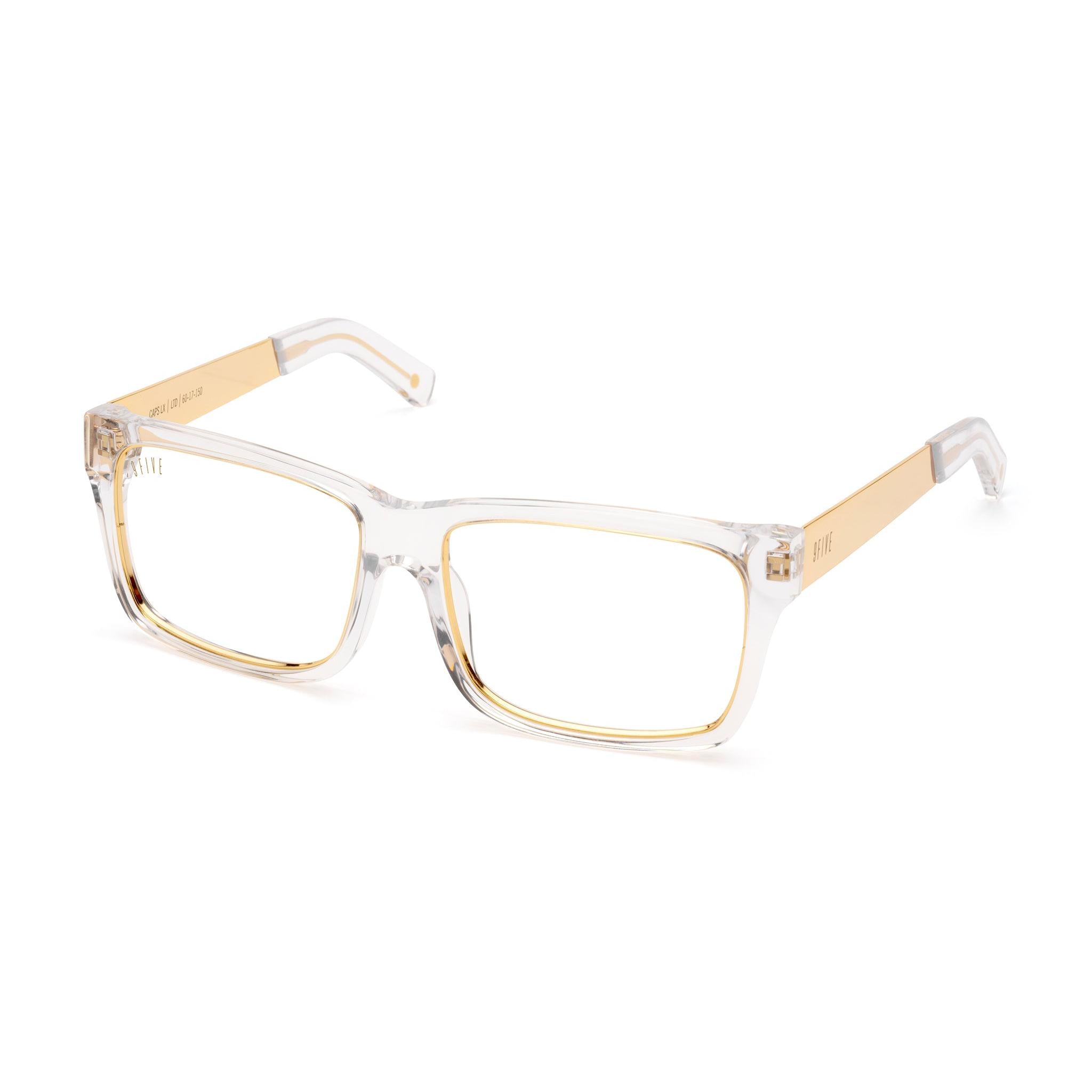 9FIVE Caps LX Crystal & 24K Gold Clear Lens Glasses