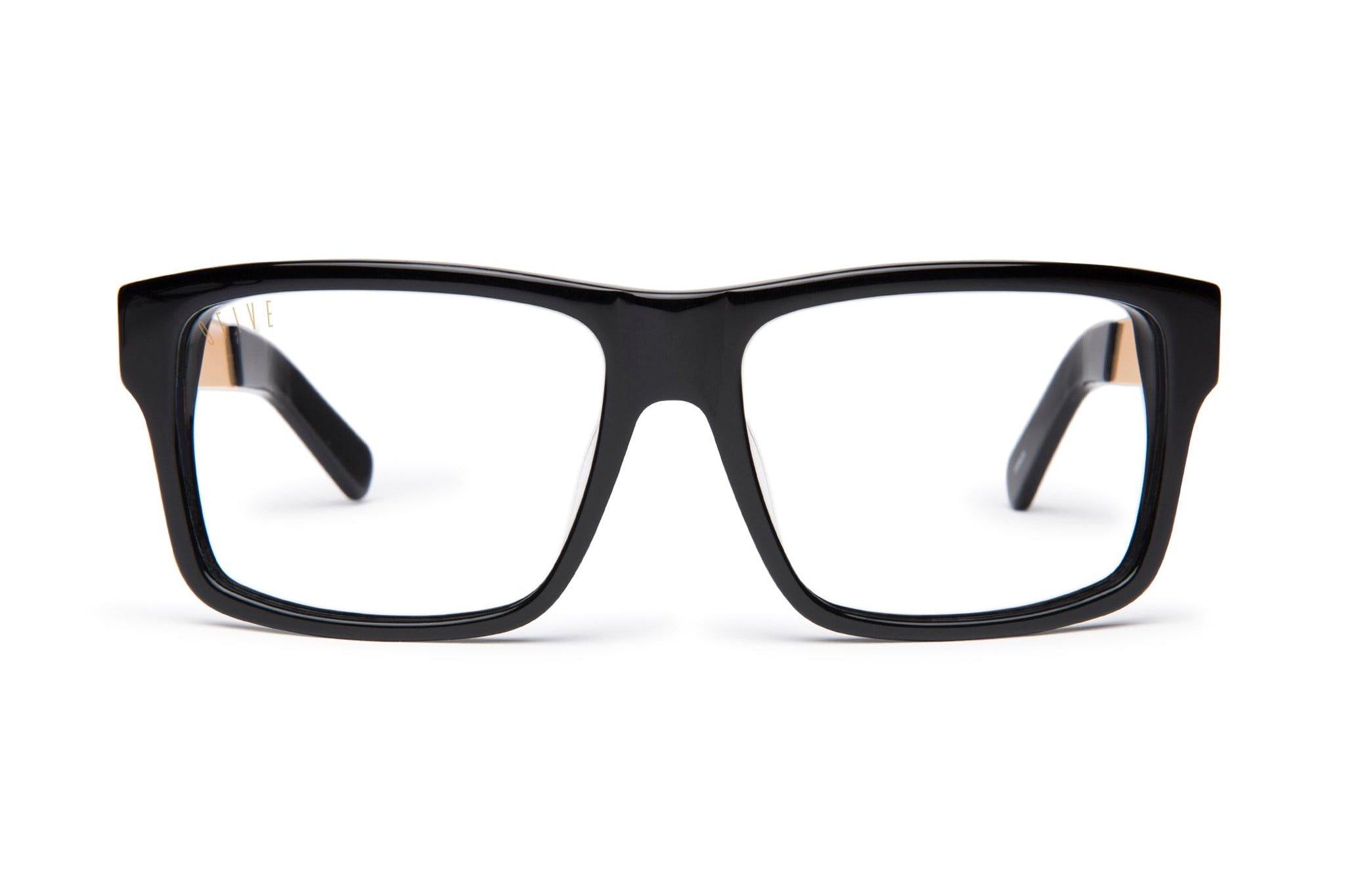 9FIVE Caps LX Black & 24K Gold Clear Lens Glasses Rx
