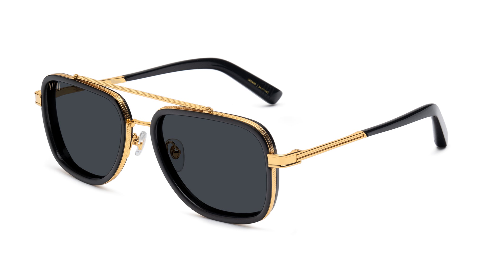 9FIVE Crowns Black & 24K Gold Sunglasses