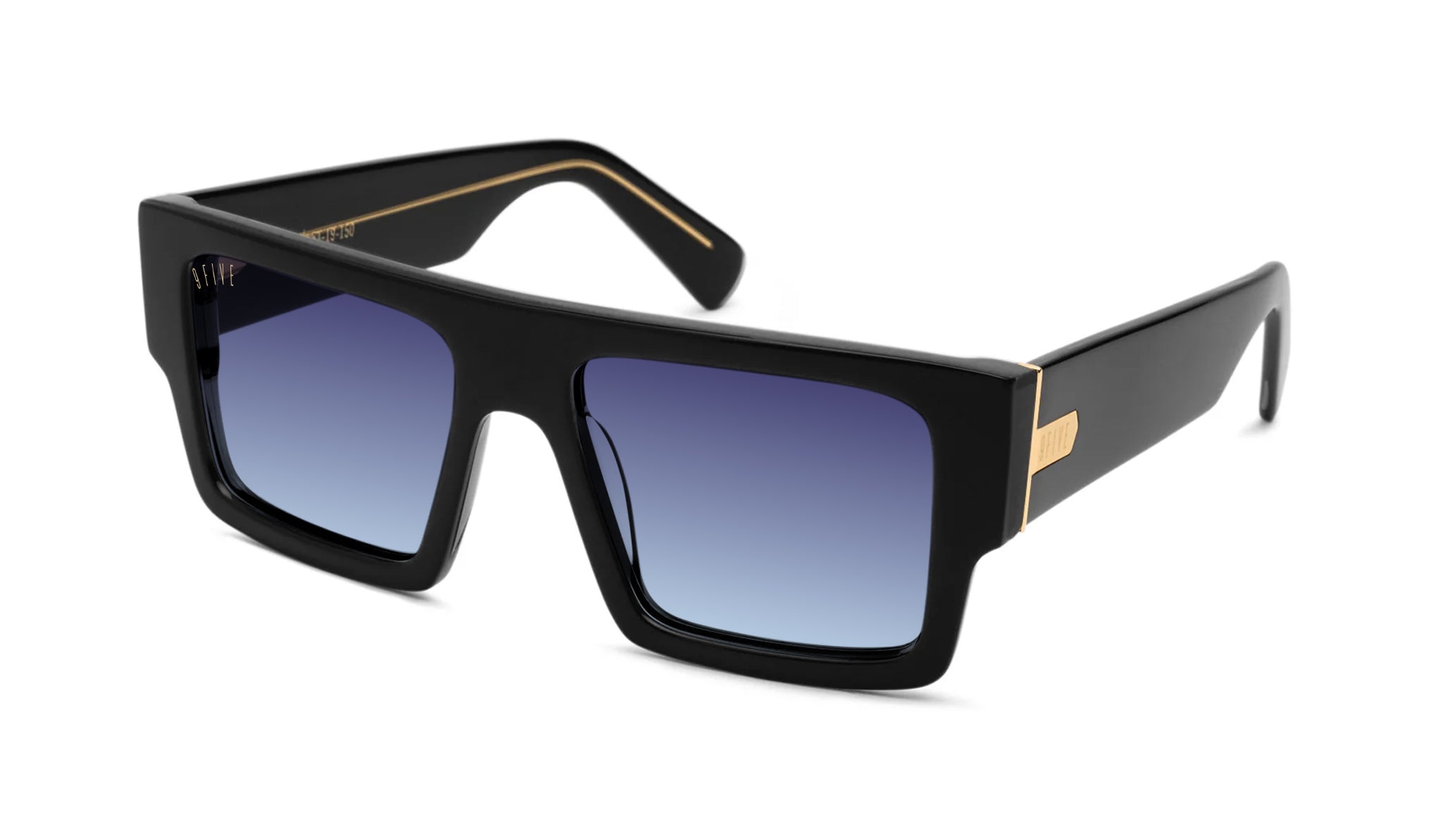 9FIVE Diego Black & 24K Gold - Midnight Blue Gradient Sunglasses