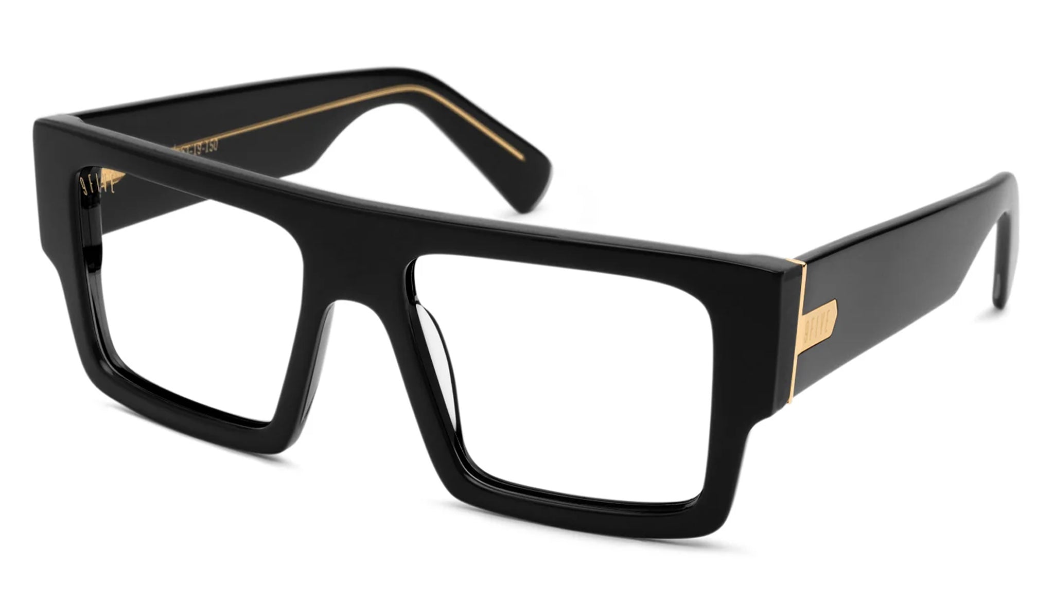 Diego XL Black & 24K Gold Clear Lens Glasses
