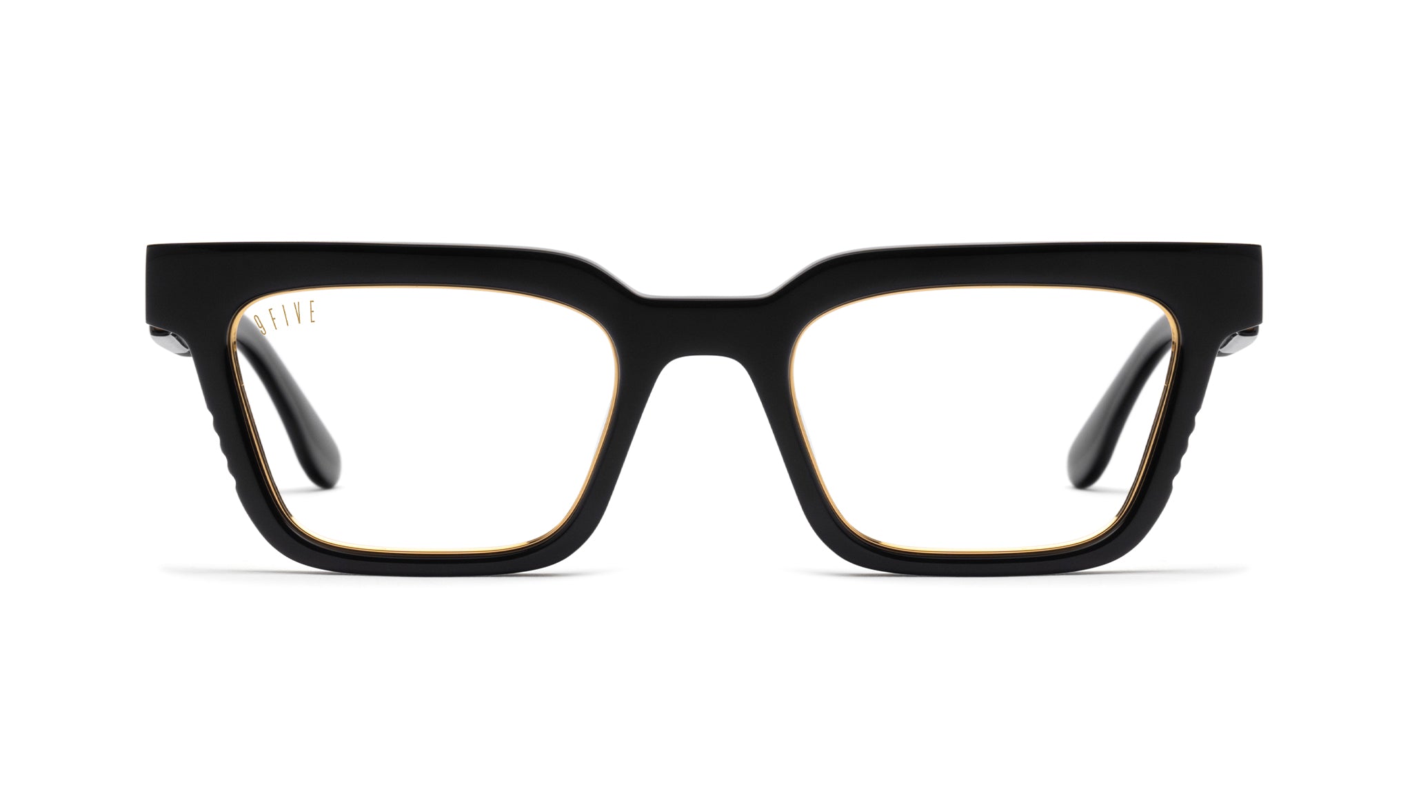 9FIVE EM4 Black & 24K Gold Clear Lens Glasses Rx