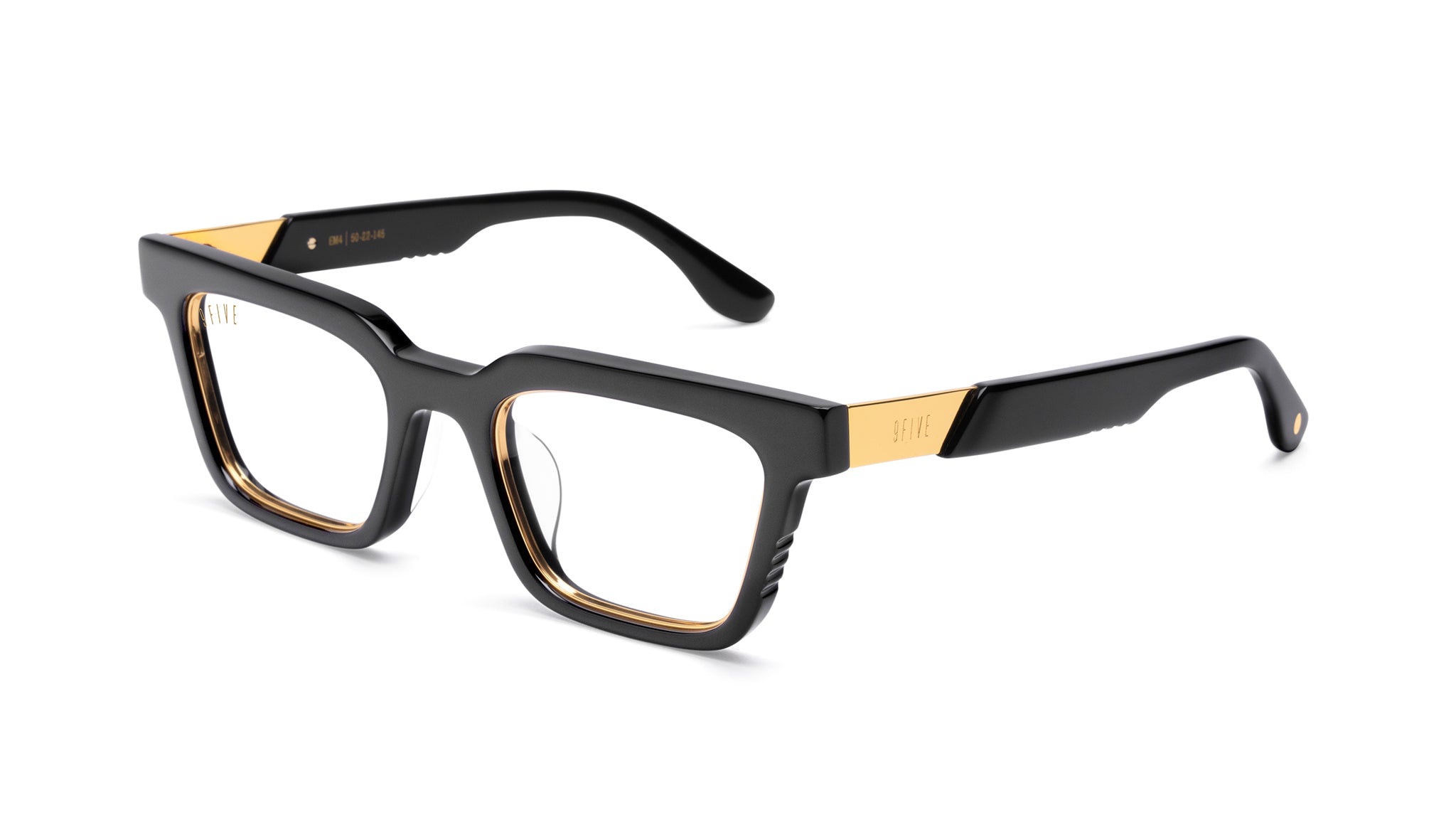 9FIVE EM4 Black & 24K Gold Clear Lens Glasses Rx