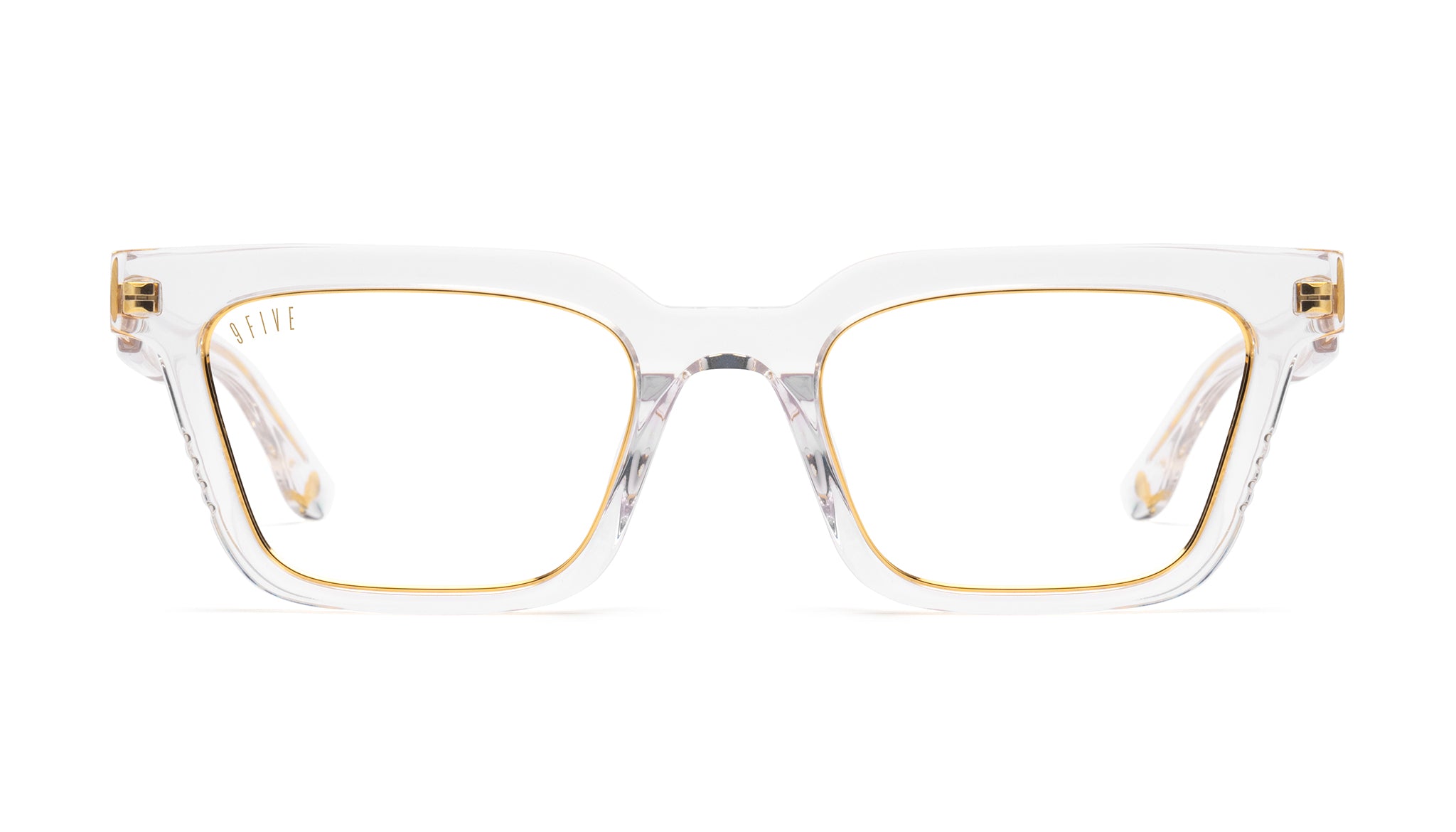 9FIVE EM4 XL Crystal & 24K Gold Clear Lens Glasses Rx
