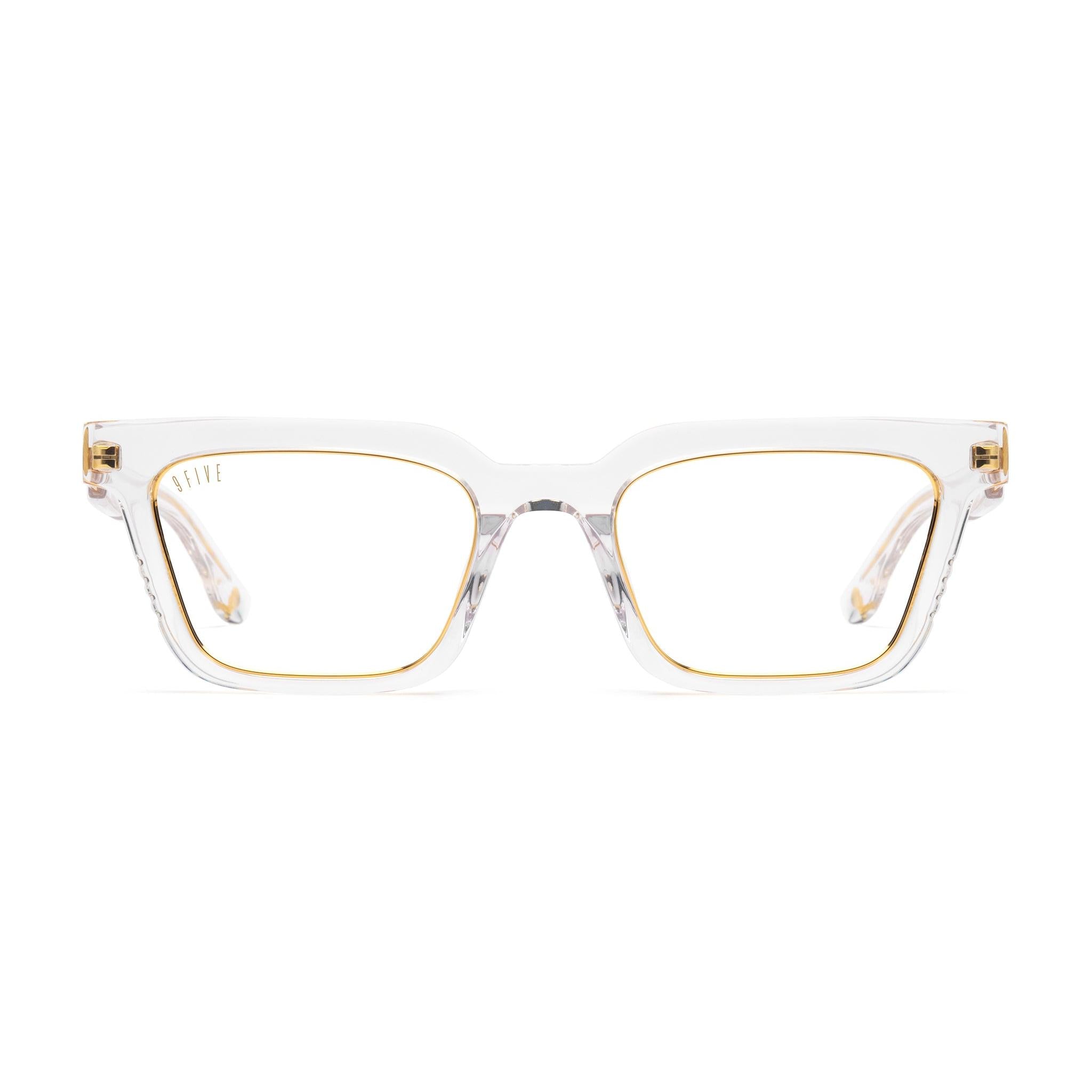 9FIVE EM4 XL Crystal & 24K Gold Clear Lens Glasses Rx