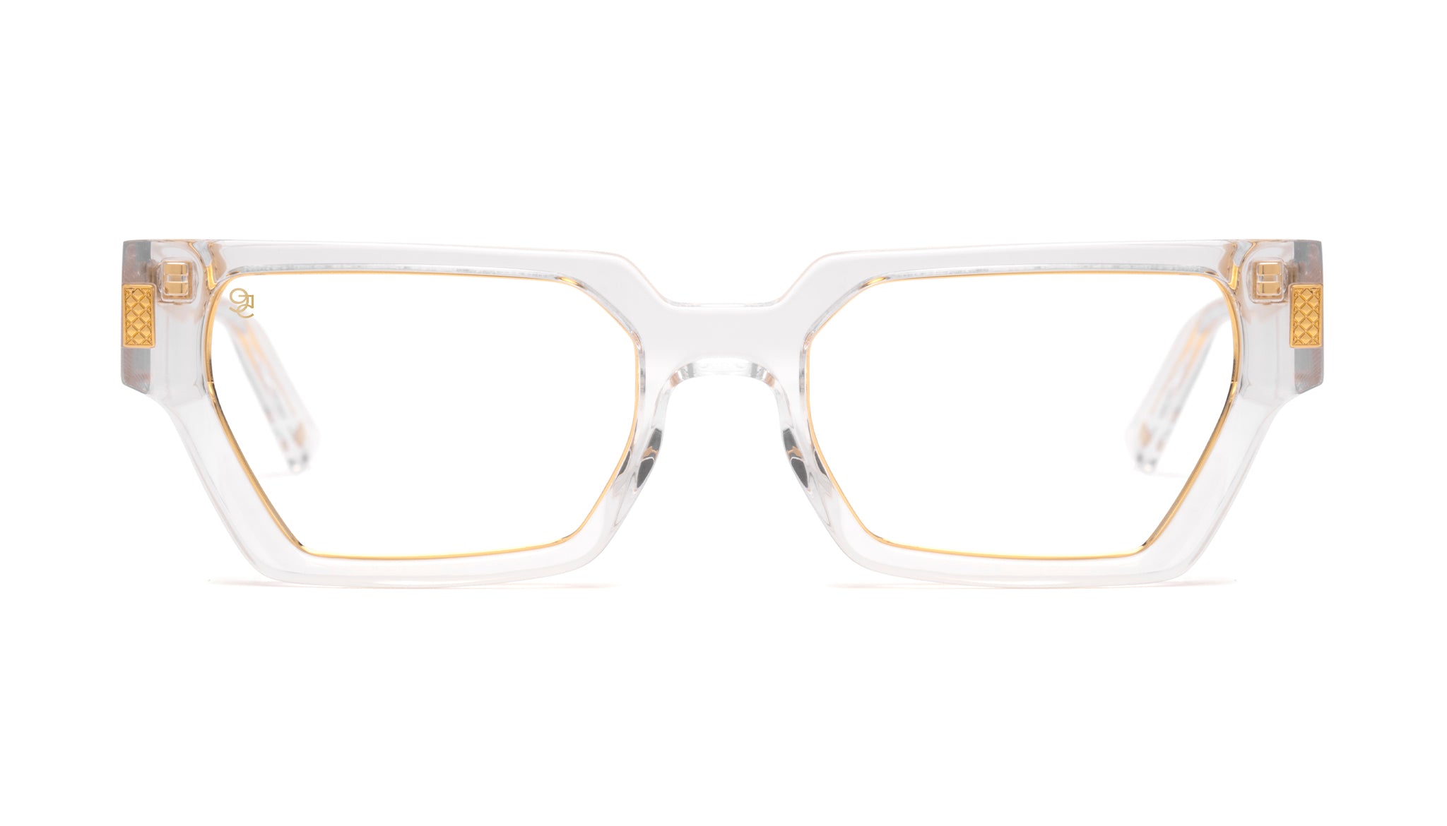 9FIVE Locks Crystal & 24K Gold Clear Lens Glasses