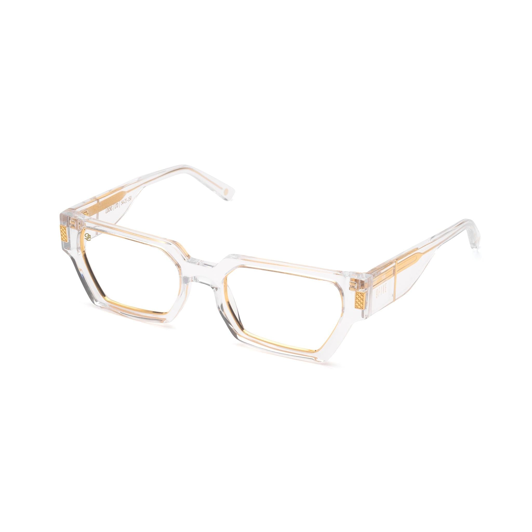 9FIVE Locks Crystal & 24K Gold Clear Lens Glasses