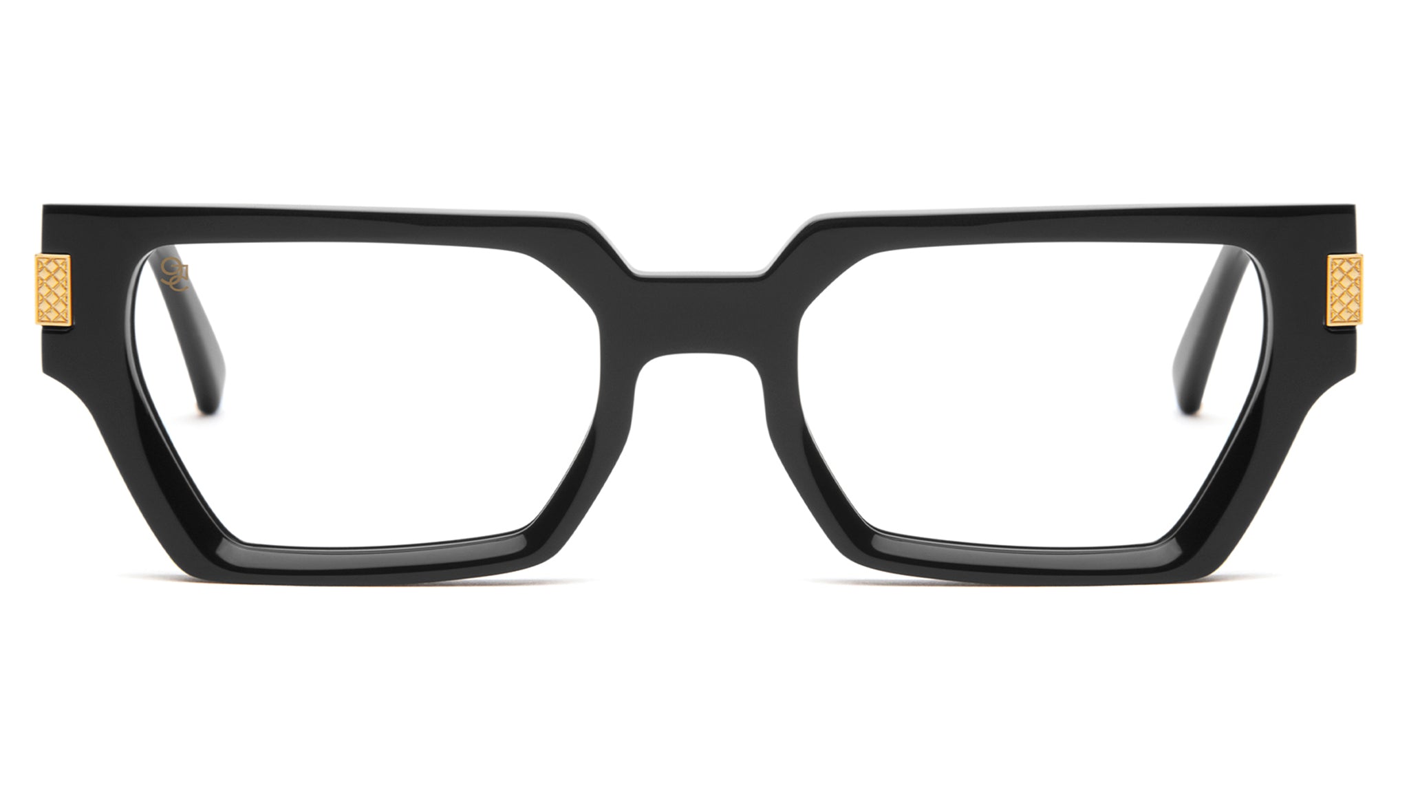 9FIVE Locks Black & 24K Gold XL Clear Lens Glasses Rx