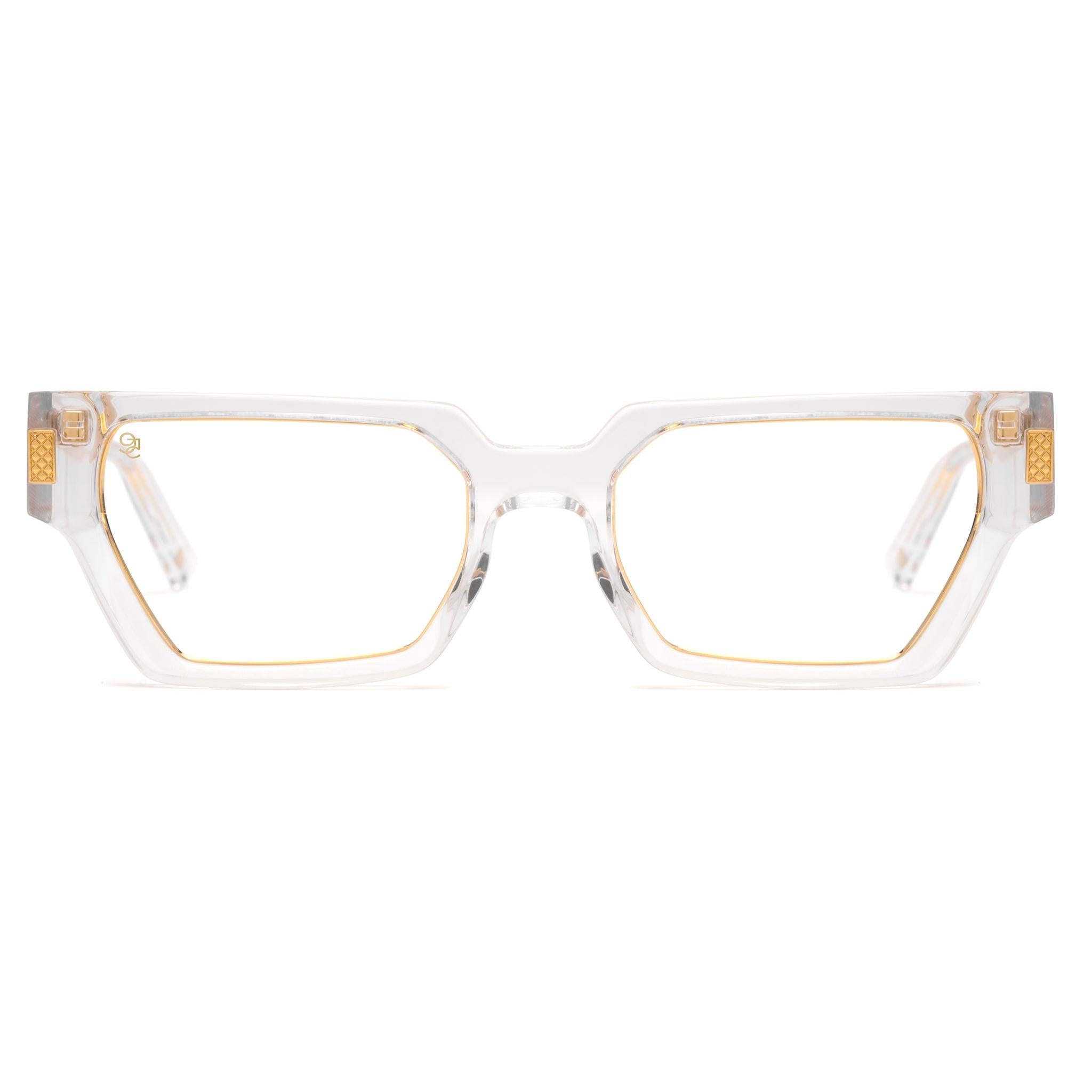 9FIVE Locks XL Crystal & 24K Gold Clear Lens Glasses Rx