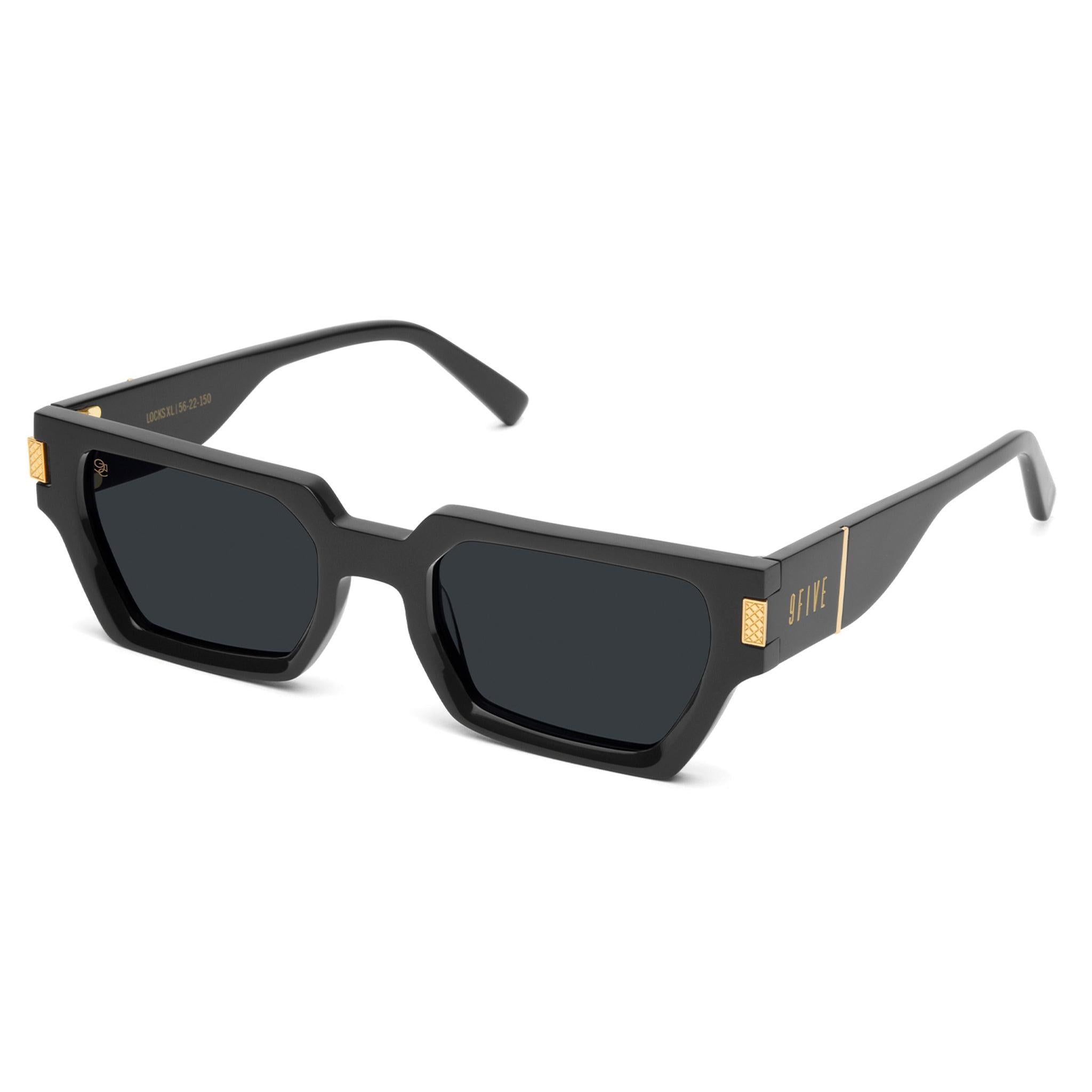 9FIVE Locks Black & 24K Gold XL Sunglasses