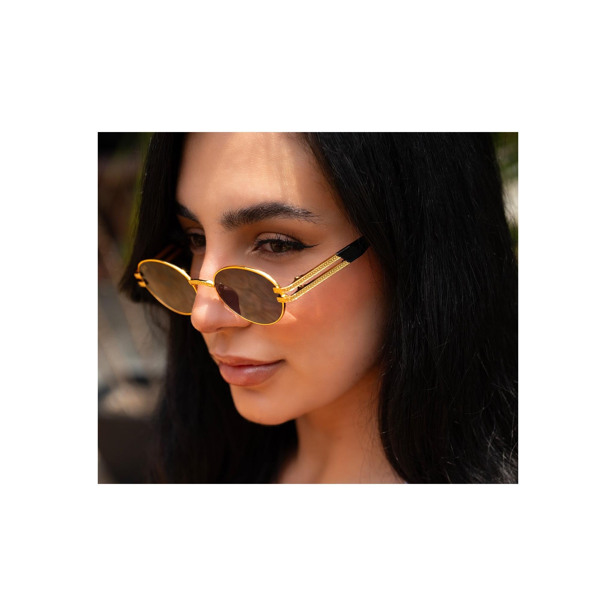 9FIVE Lotus Black & 24K Gold Sunglasses