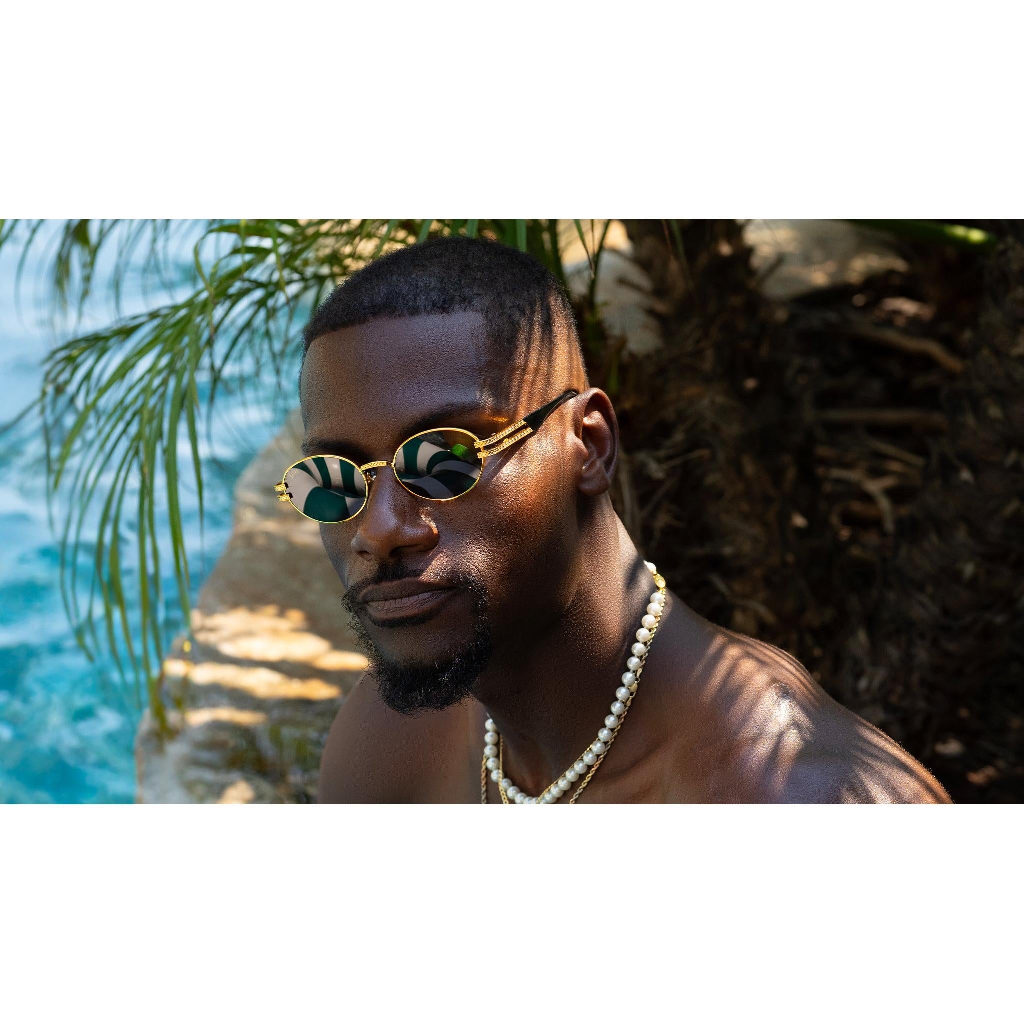 9FIVE Lotus Black & 24K Gold Sunglasses Rx