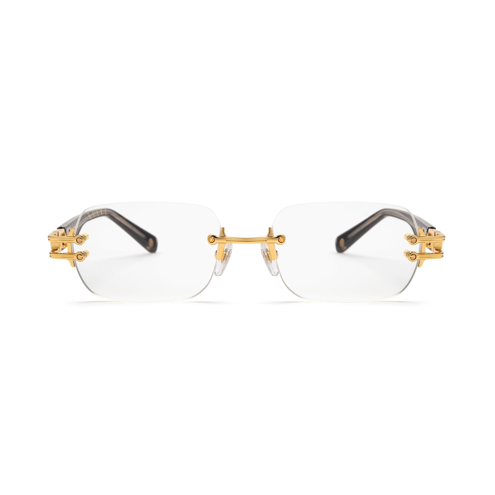 9FIVE Purity Black & 24K Gold Clear Lens Glasses