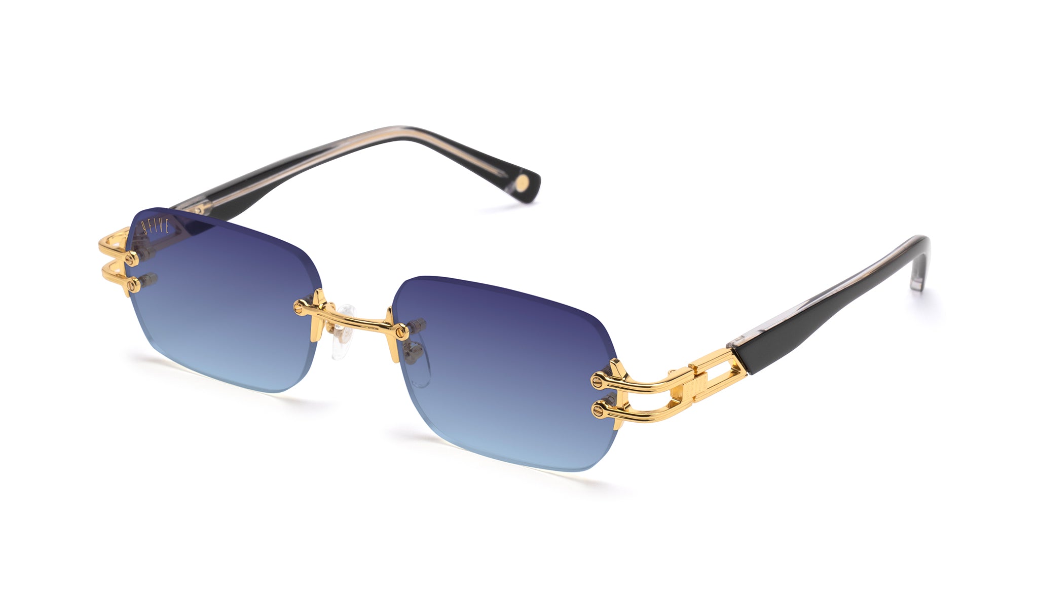 9FIVE Purity Black & 24K Gold - Midnight Blue Gradient Sunglasses