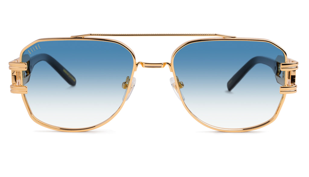 9FIVE Royals Black & 24K Gold XL - Blue Gradient Sunglasses