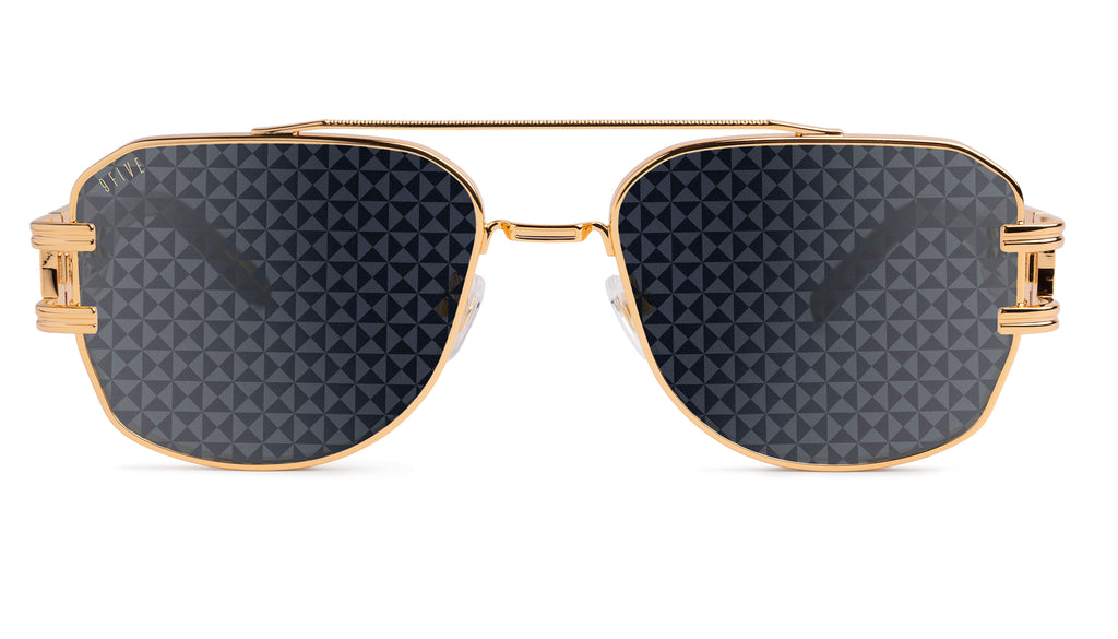 9FIVE Royals Black & 24K Gold XL - Reflective Diamond Sunglasses