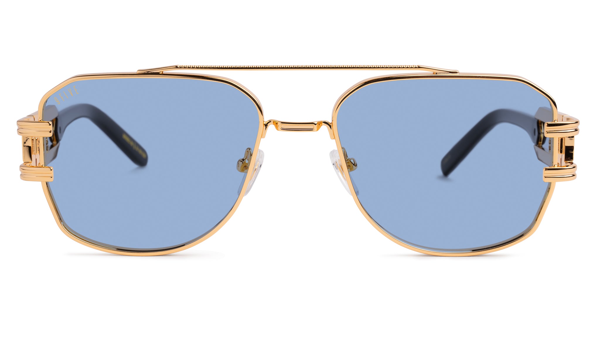9FIVE Royals Black & 24K Gold XL - Sky Blue Sunglasses