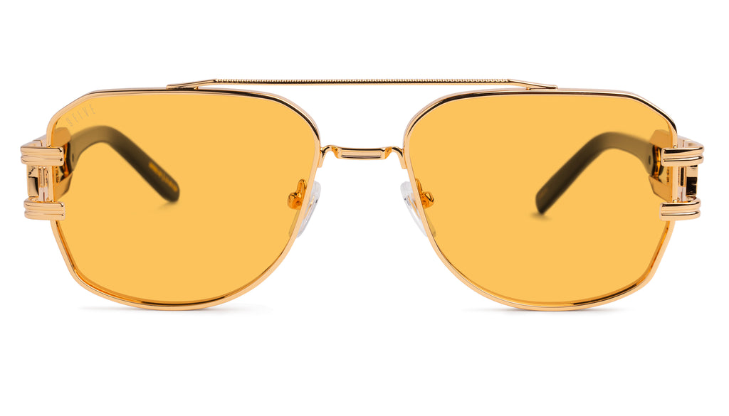 9FIVE Royals Black & 24K Gold XL - Yellow Sunglasses