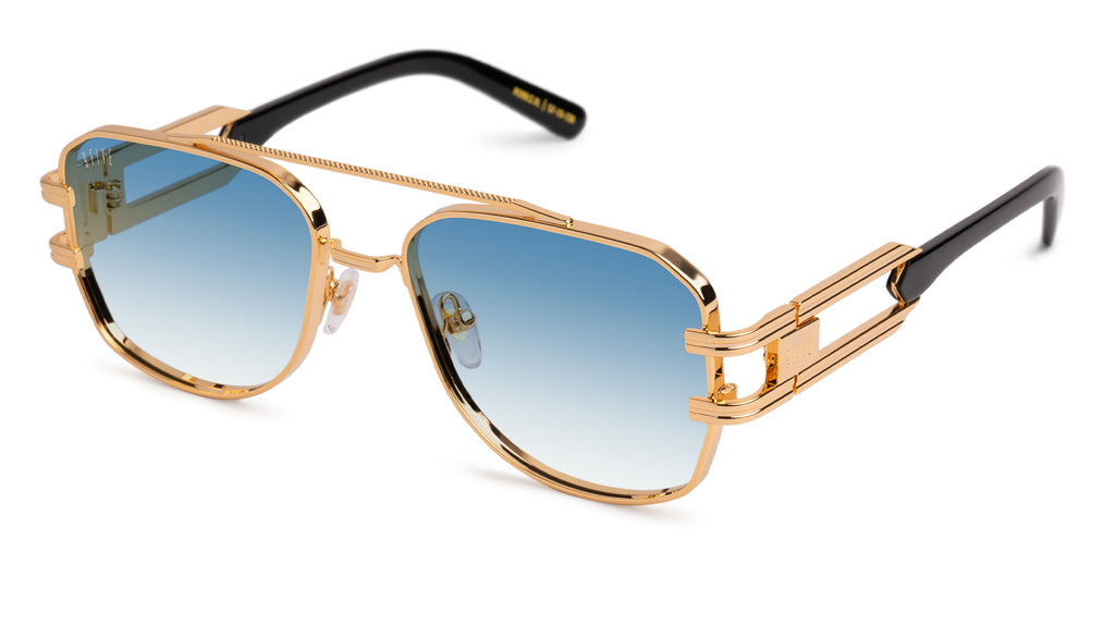 9FIVE Royals Black & 24K Gold XL - Blue Gradient Sunglasses