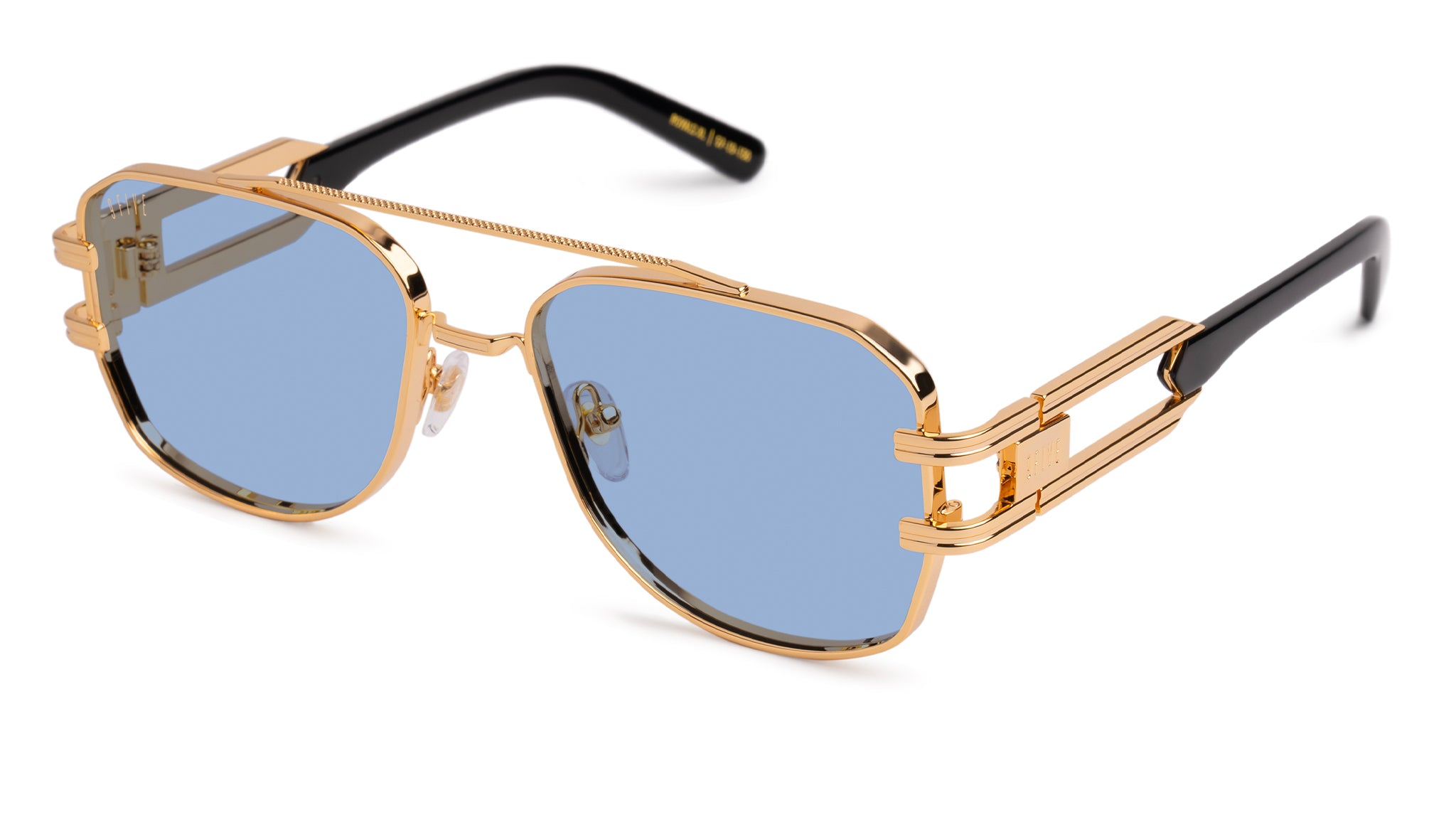 9FIVE Royals Black & 24K Gold XL - Sky Blue Sunglasses