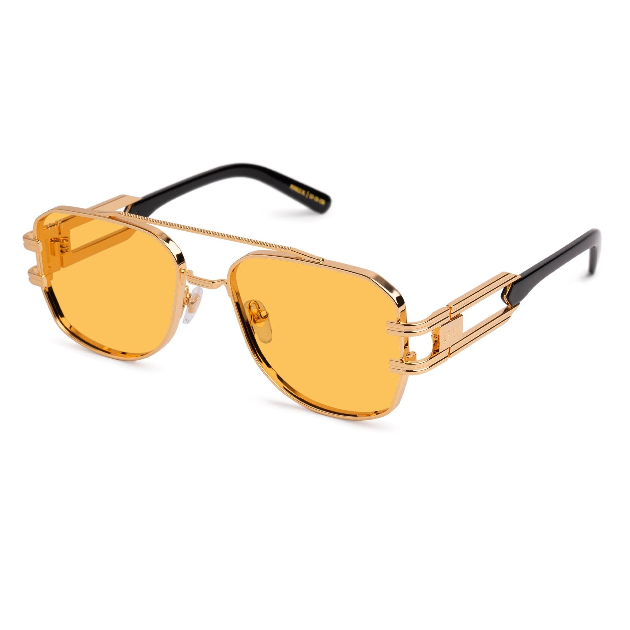9FIVE Royals Black & 24K Gold XL - Yellow Sunglasses