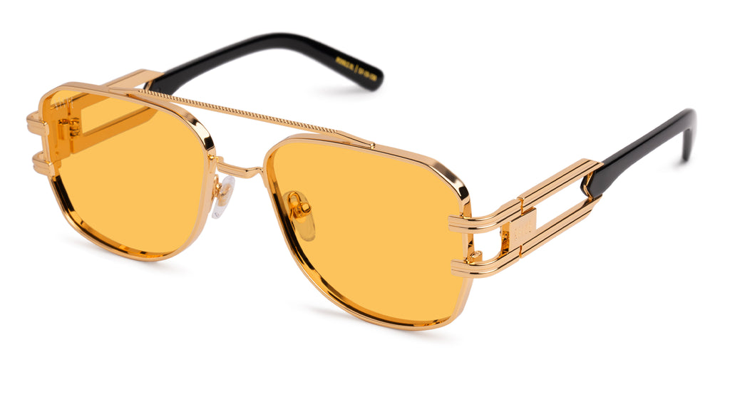 9FIVE Royals Black & 24K Gold XL - Yellow Sunglasses
