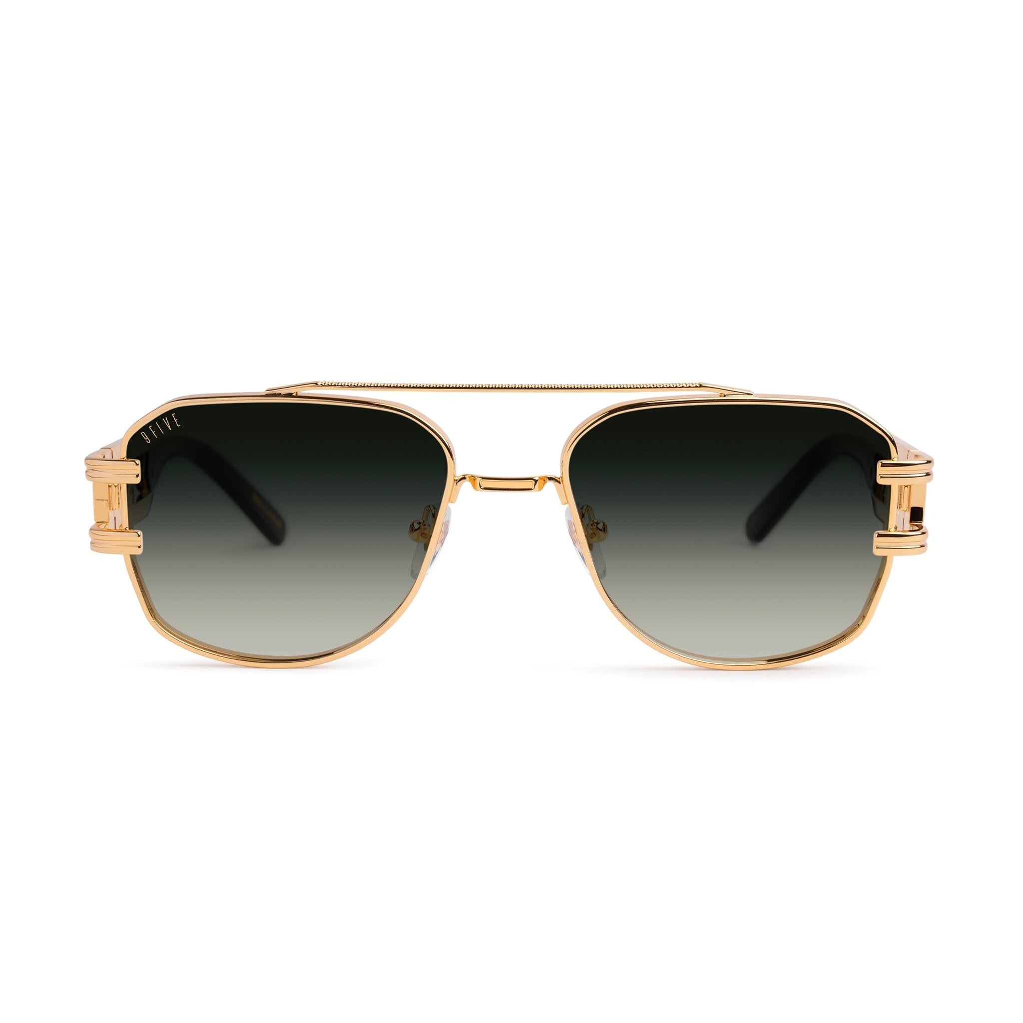9FIVE Royals Black & 24K Gold - Green Gradient Sunglasses