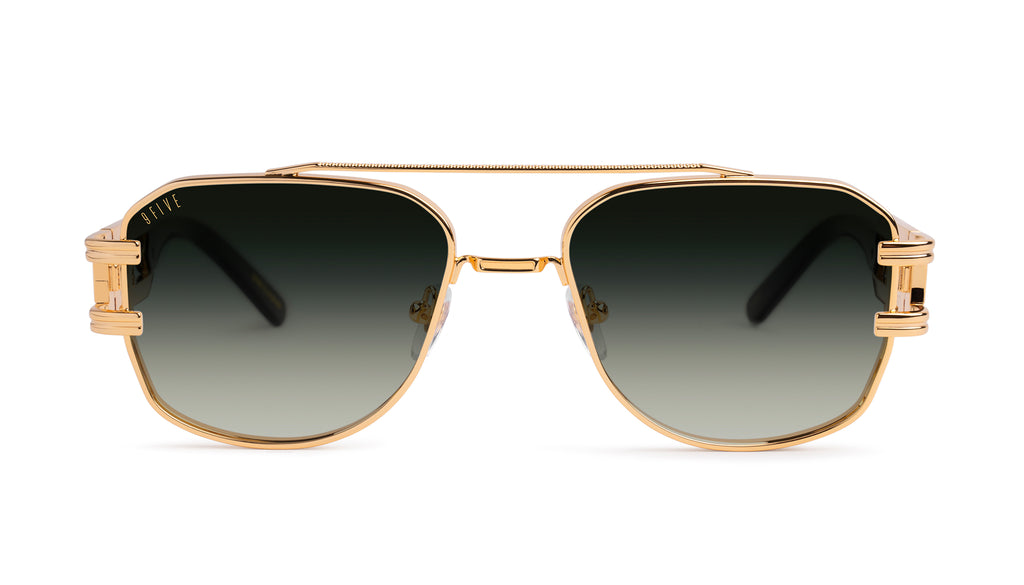 9FIVE Royals Black & 24K Gold - Green Gradient Sunglasses