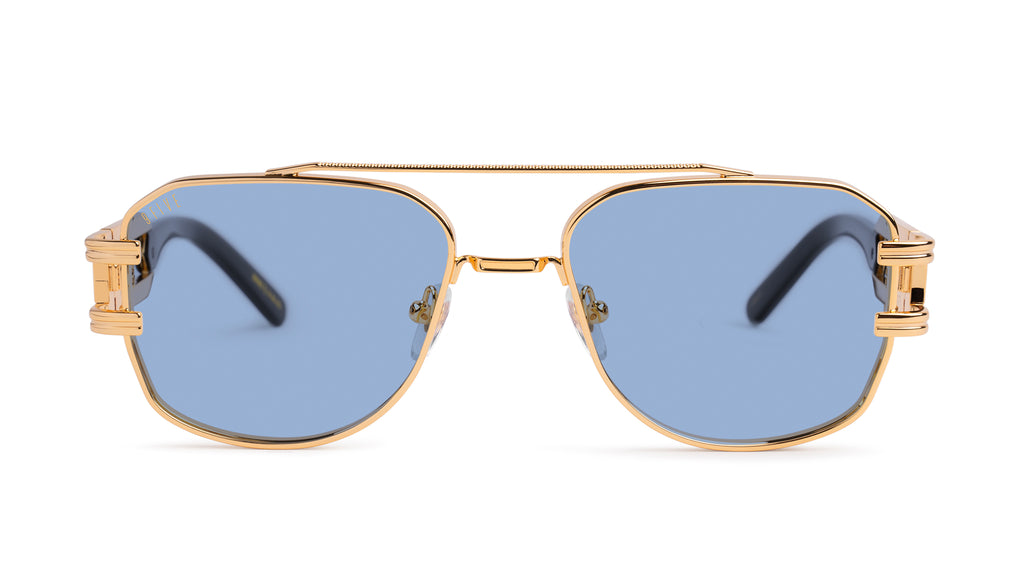 9FIVE Royals Black & 24K Gold - Sky Blue Sunglasses