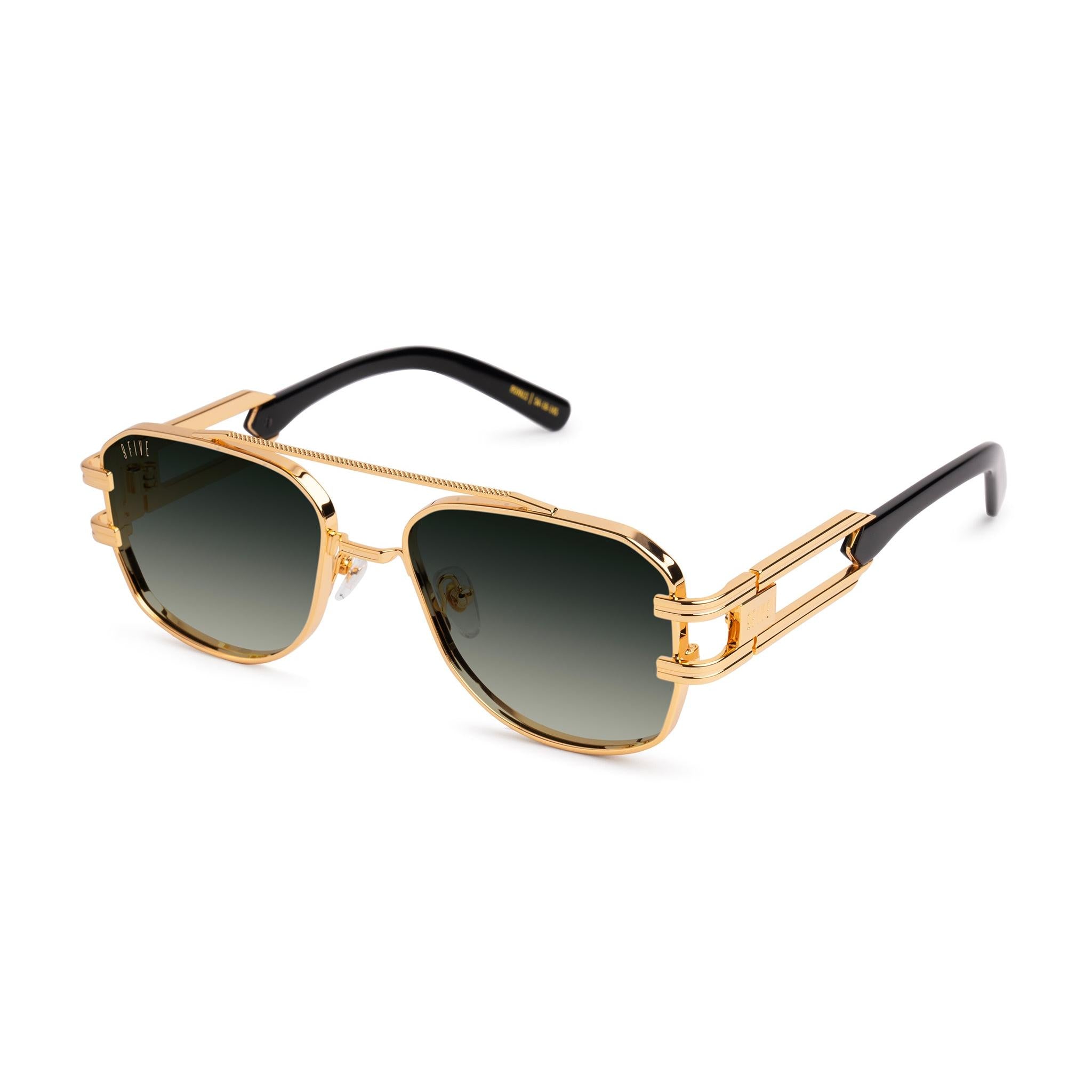 9FIVE Royals Black & 24K Gold - Green Gradient Sunglasses