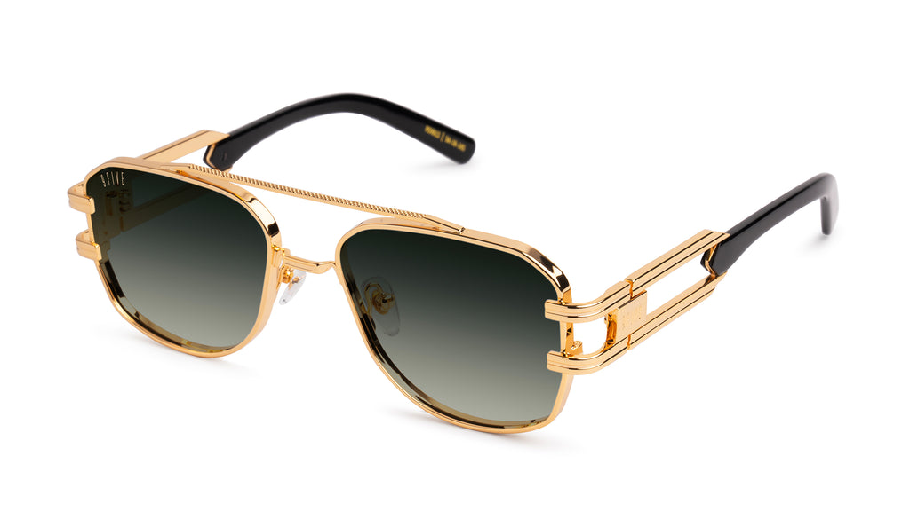 9FIVE Royals Black & 24K Gold - Green Gradient Sunglasses
