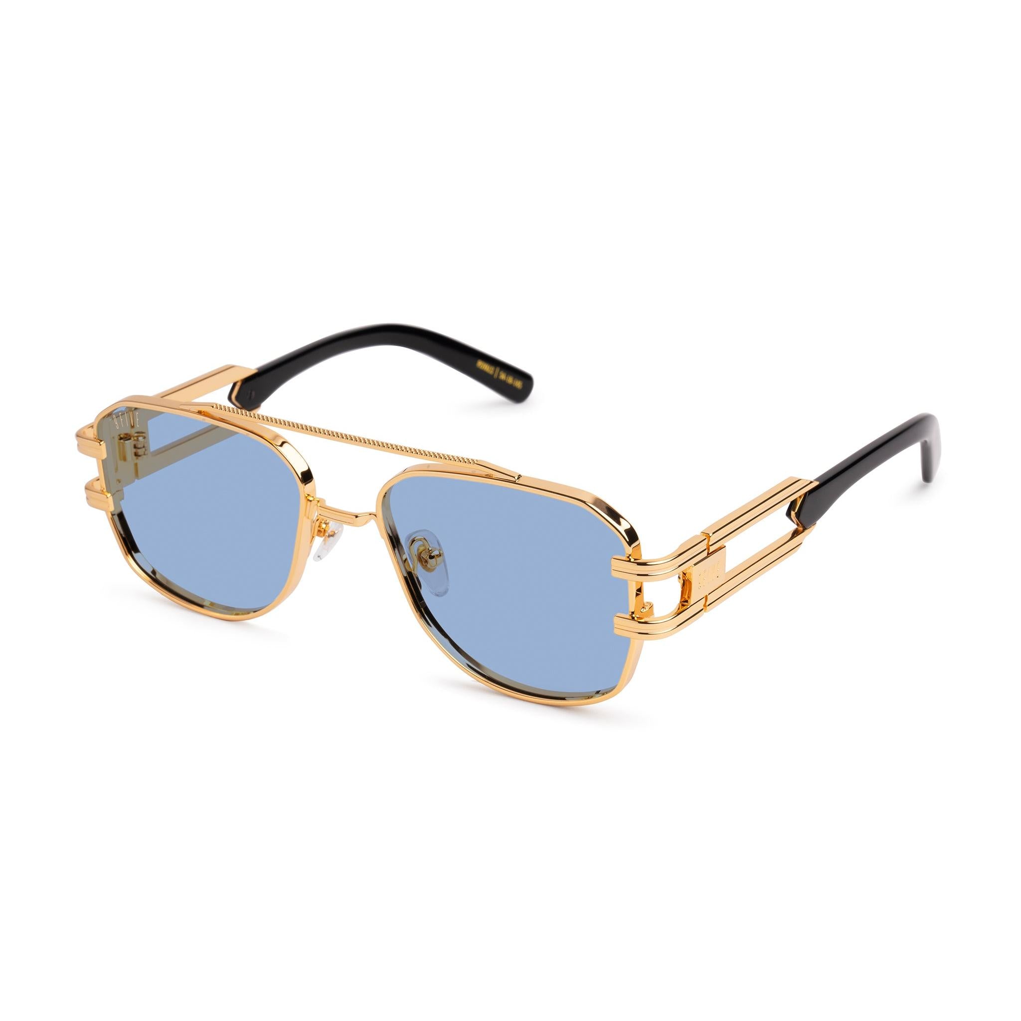 9FIVE Royals Black & 24K Gold - Sky Blue Sunglasses