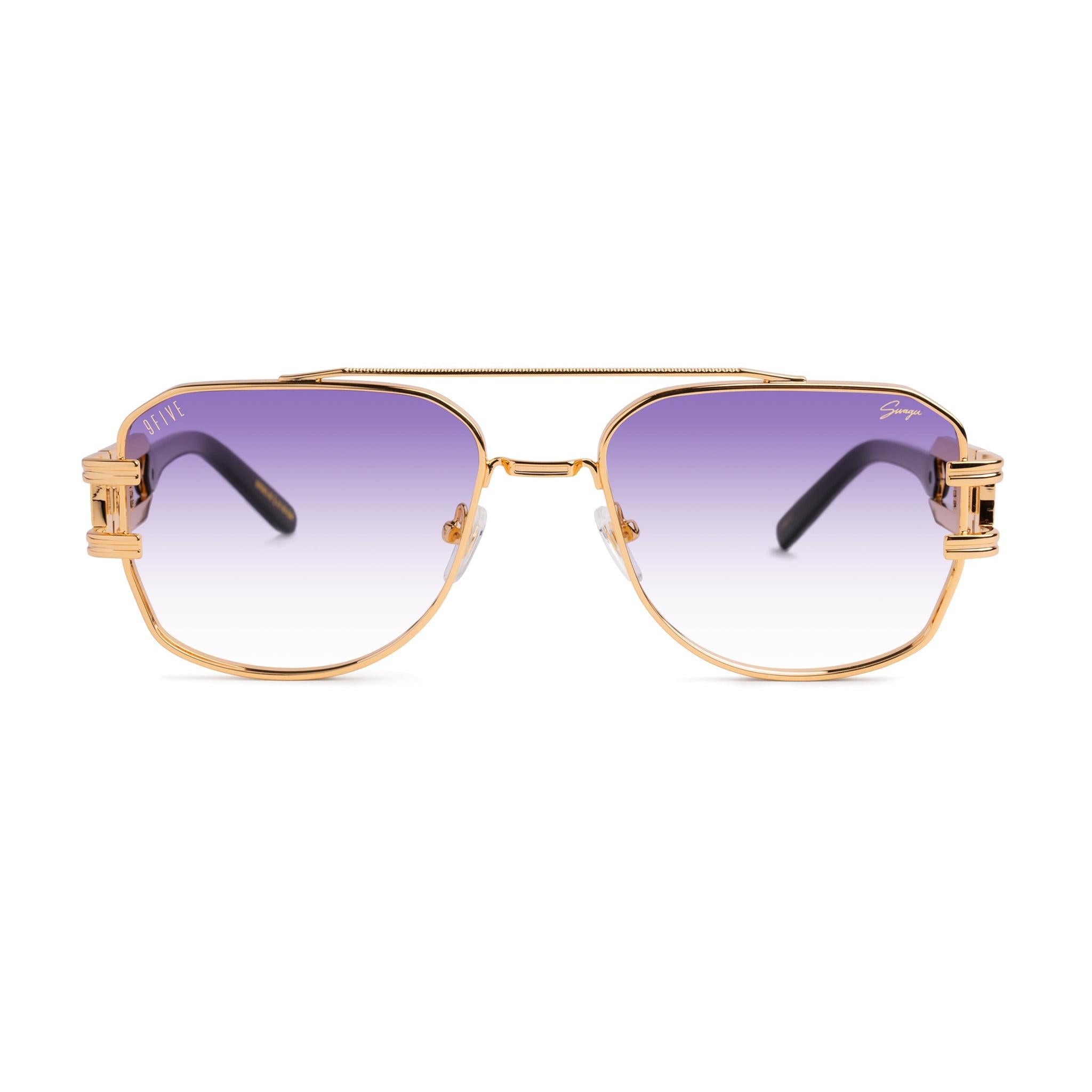 9FIVE x Swagu Royals Black & 24K Gold - Purple Hue Sunglasses