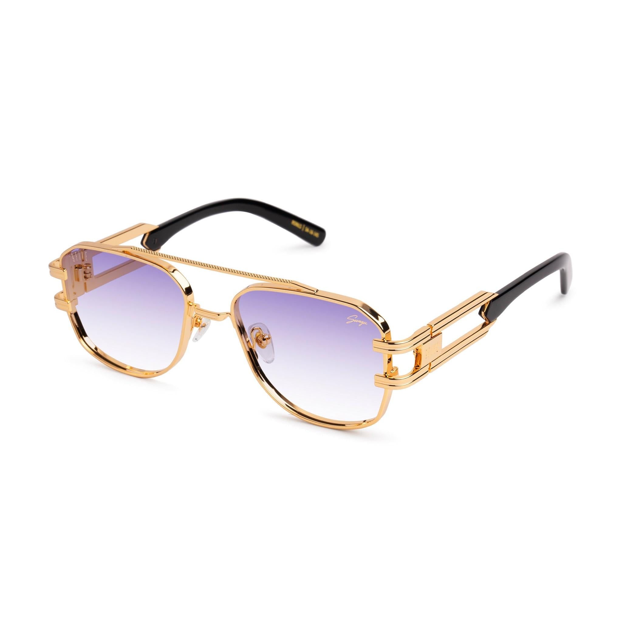 9FIVE x Swagu Royals Black & 24K Gold - Purple Hue Sunglasses