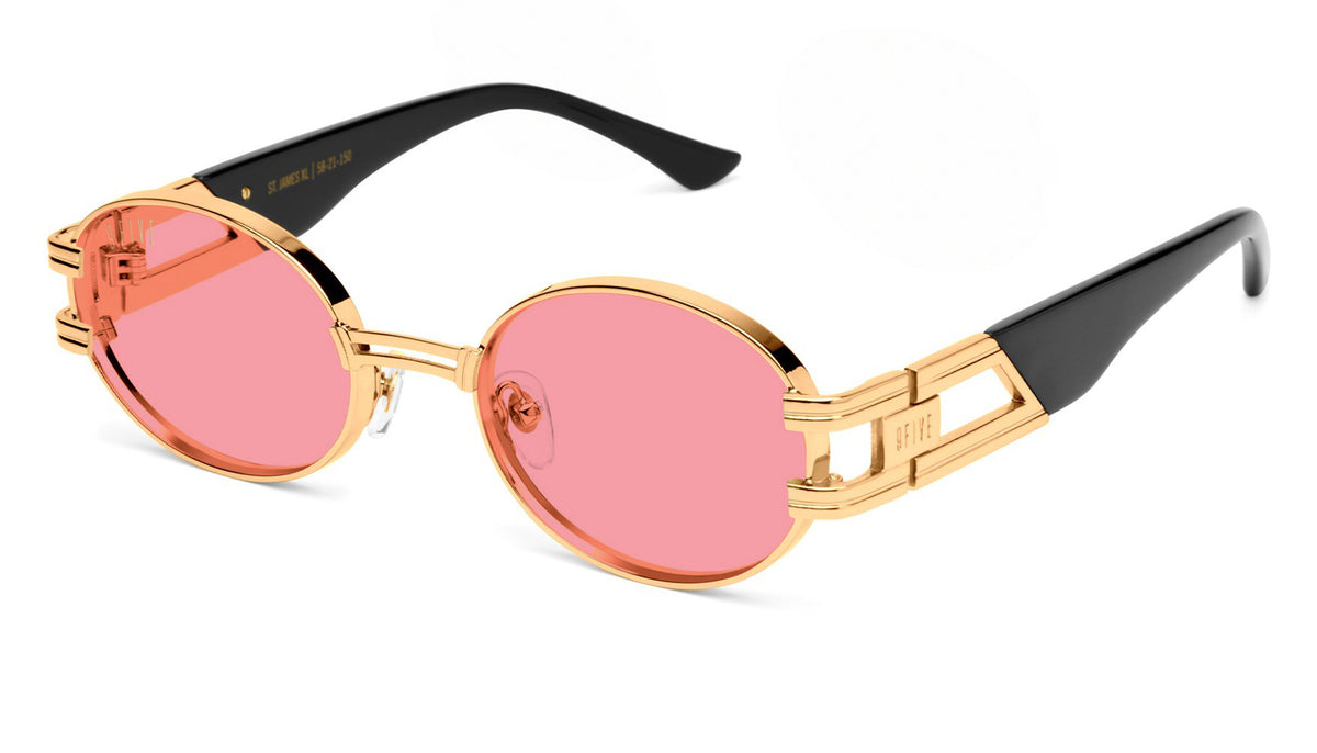 9FIVE St. James Black & 24K Gold XL - Rose Sunglasses – 9FIVE 