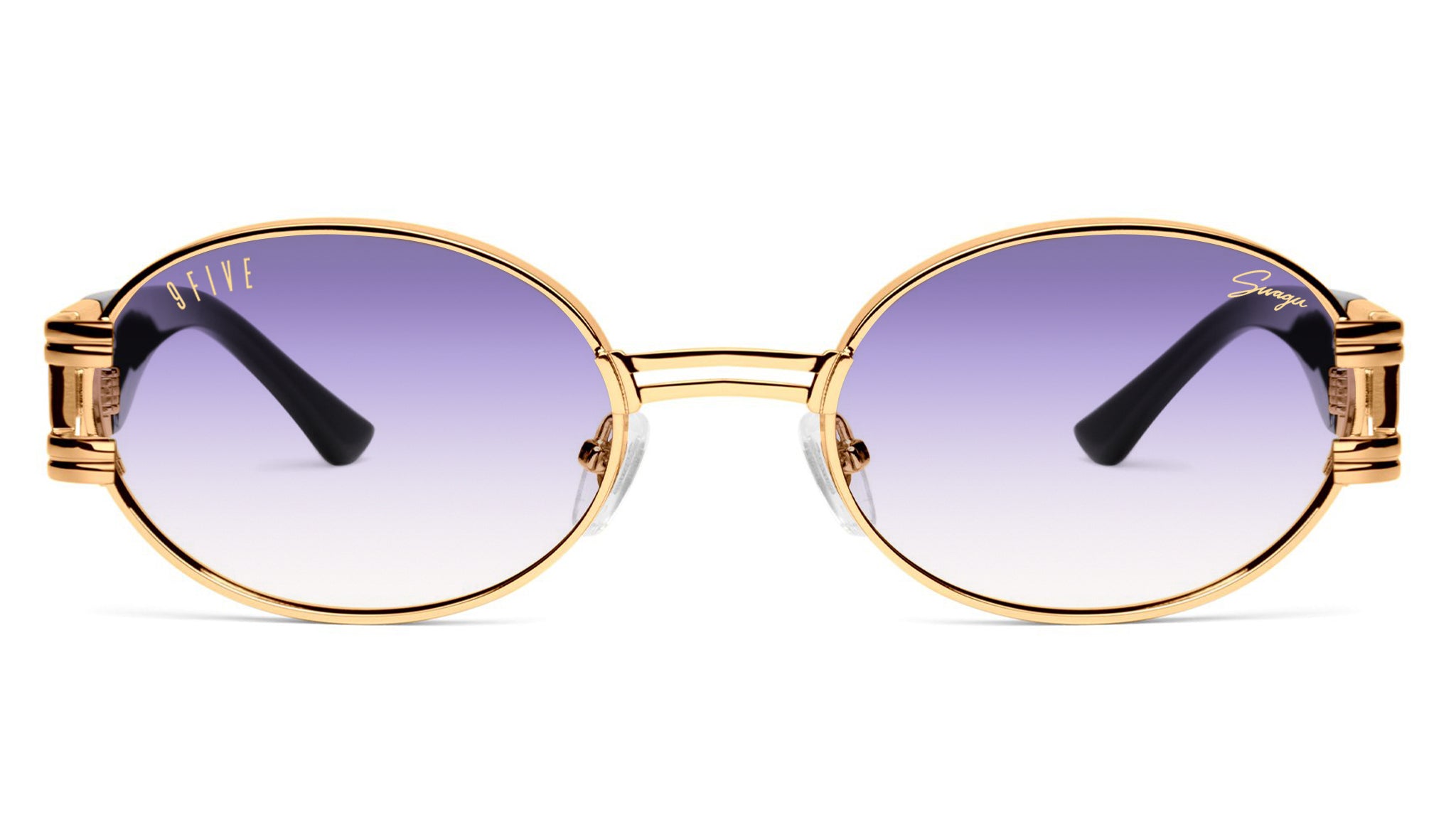 9FIVE x Swagu St. James XL Black & 24K Gold - Purple Hue Sunglasses