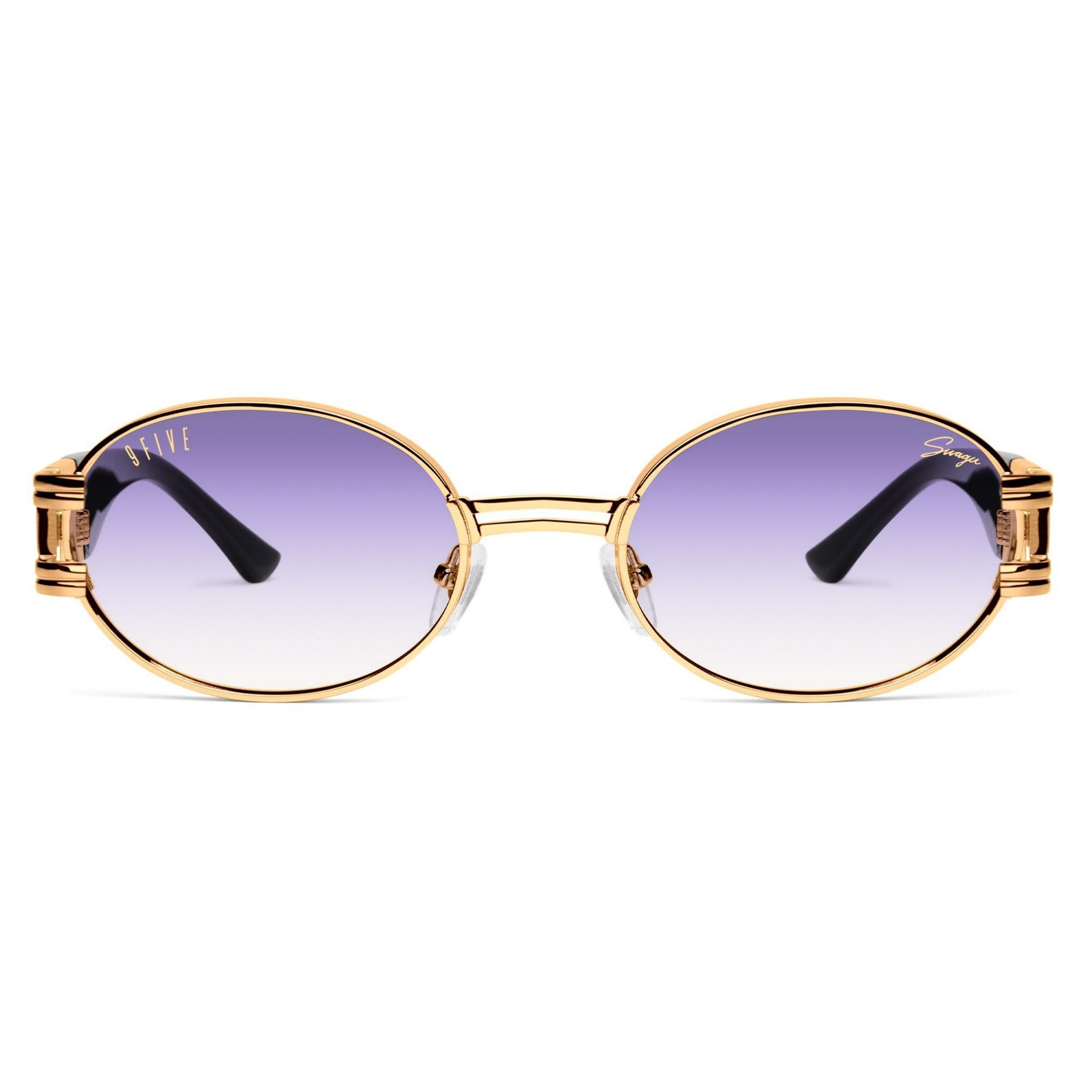 9FIVE x Swagu St. James XL Black & 24K Gold - Purple Hue Sunglasses