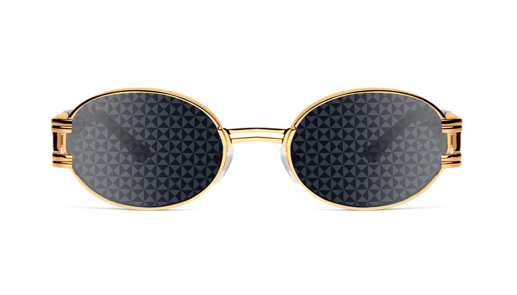 9FIVE St. James Black & 24K Gold - Reflective Diamond Sunglasses