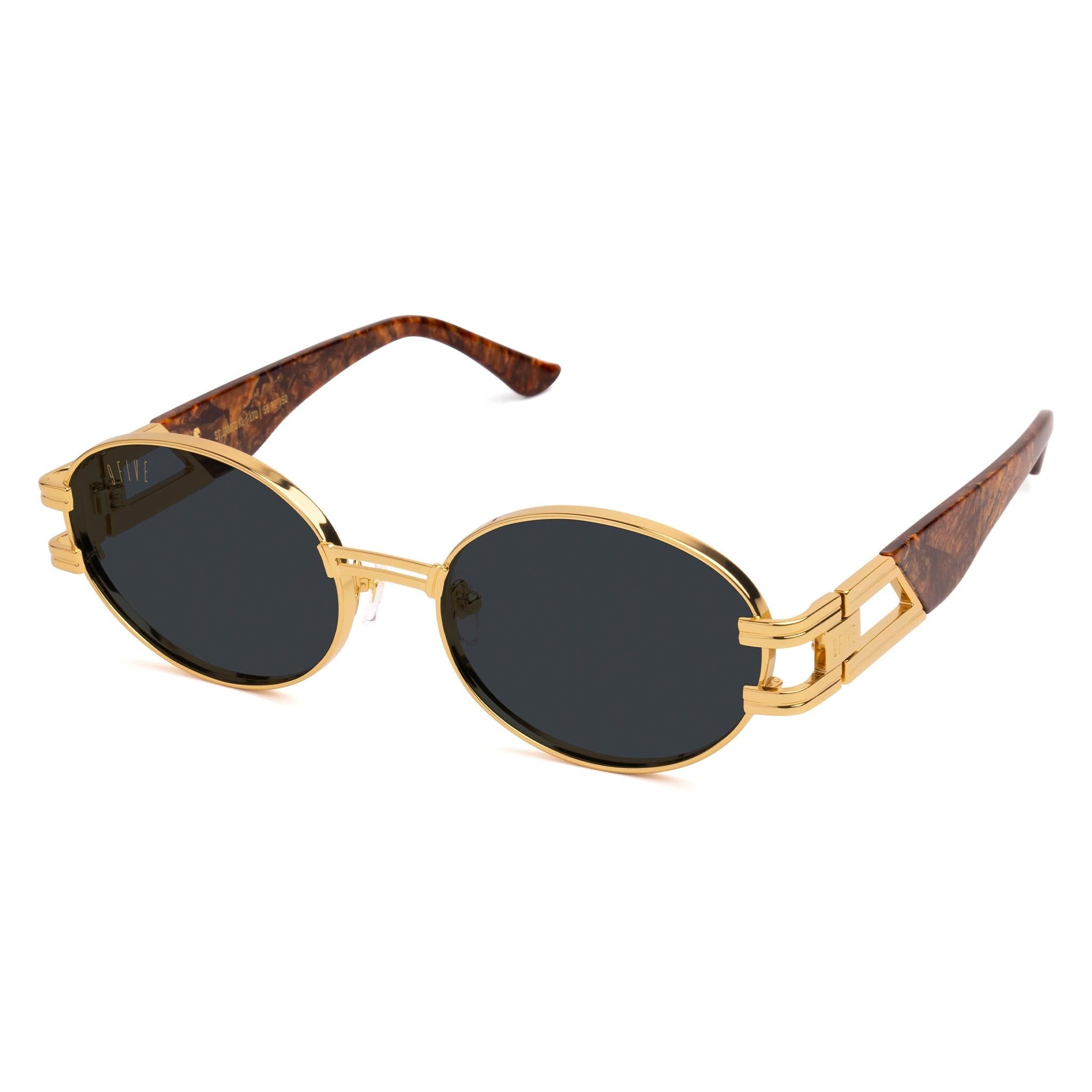 9FIVE St. James Gold Marble & 24K Gold XL Sunglasses