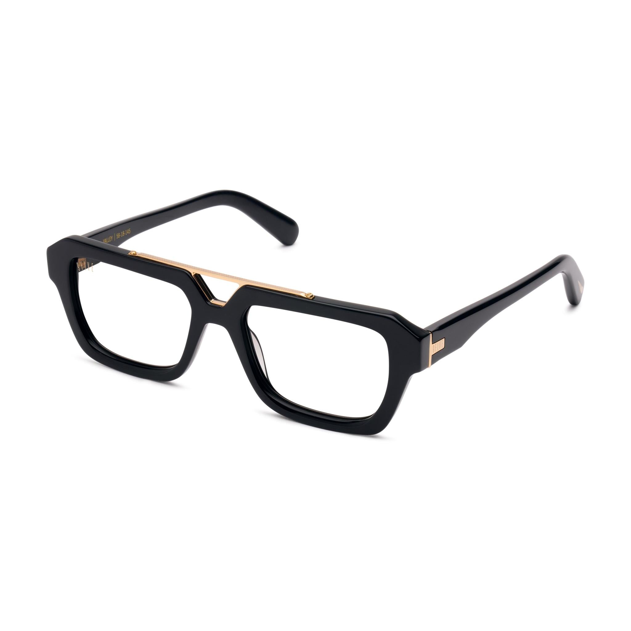 9FIVE Valley Black & 24K Gold Clear Lens Glasses Rx