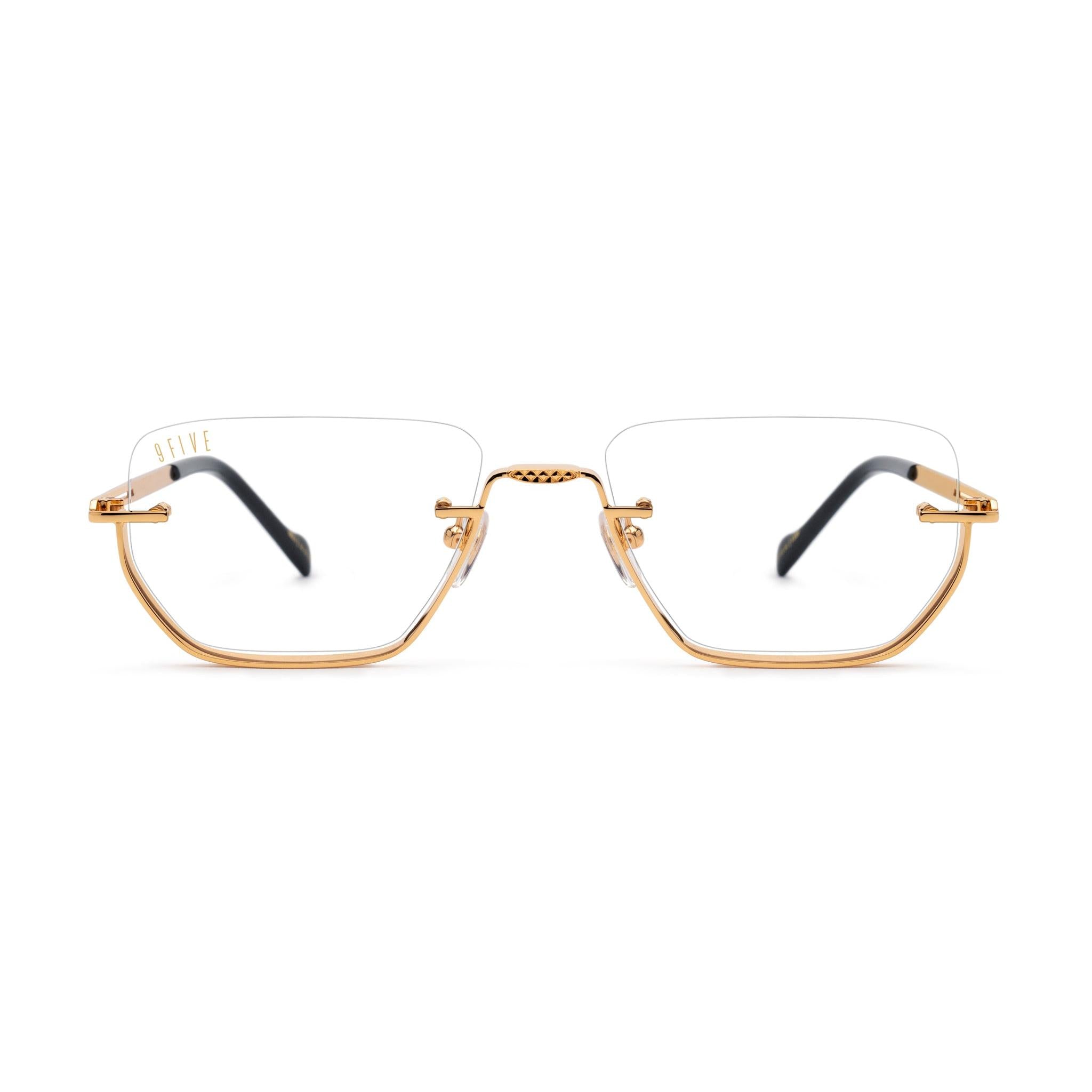9FIVE Villa Black & 24K Gold Clear Lens Glasses Rx