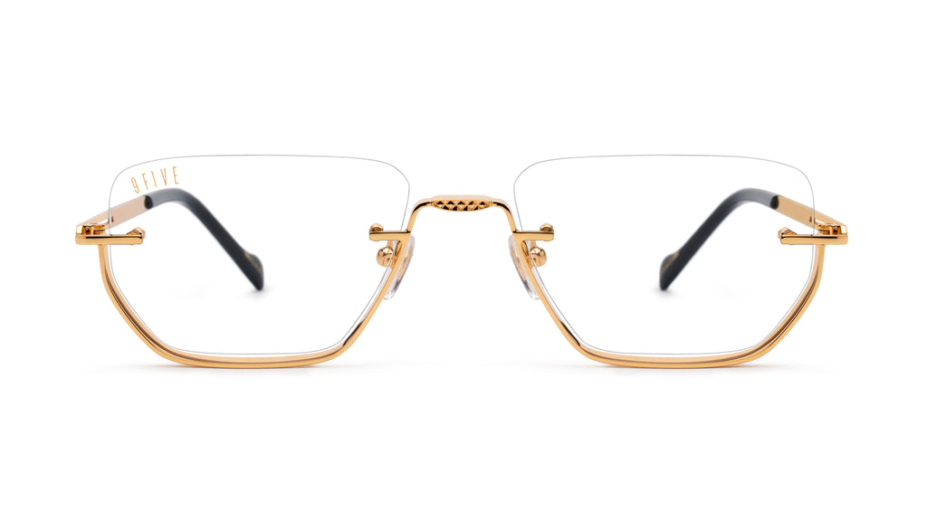 9FIVE Villa Black & 24K Gold Clear Lens Glasses Rx